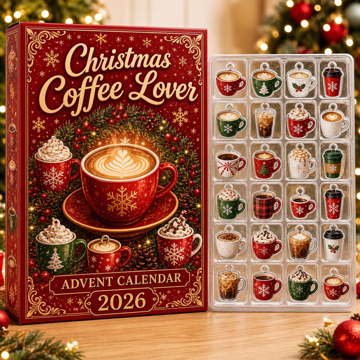 Christmas Coffee Blind Box Advent Calendar 2026 with Lover Charm Countdown and Mystery Box for Holiday Gift for Coffee Lovers