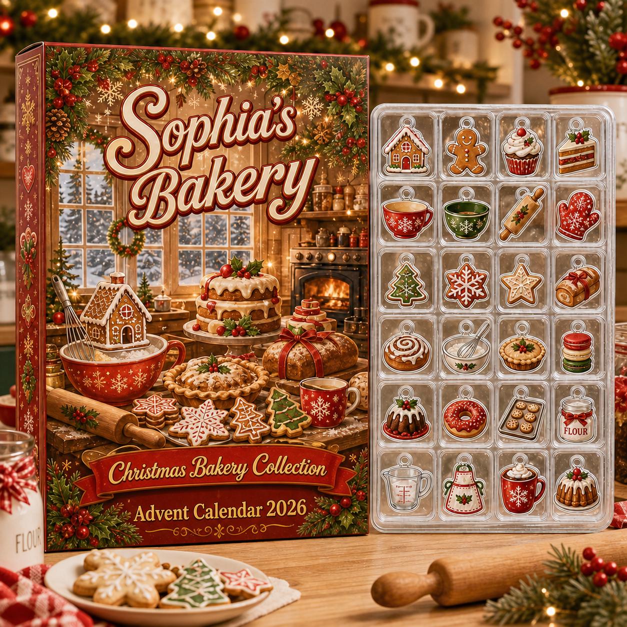Bakery Blind Box Charm Set Christmas Advent Calendar 2026 – Gingerbread Countdown Holiday Gift for Bakers and Baking Lovers