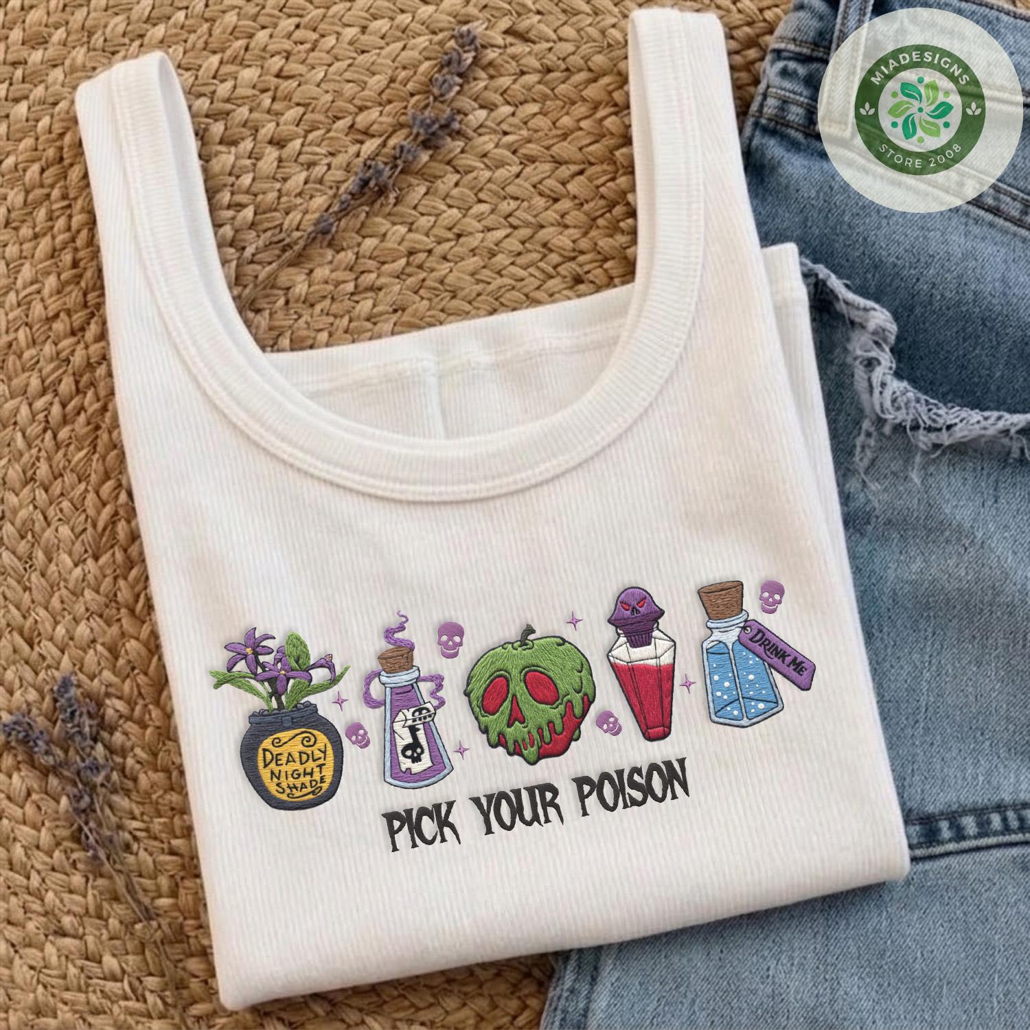 Embroidered Pick Your Poison Disney Villains Lace Trim Tank Top – Halloween Baby Tee Crop Tank for WDW Disneyland Halloween Party - photo 3