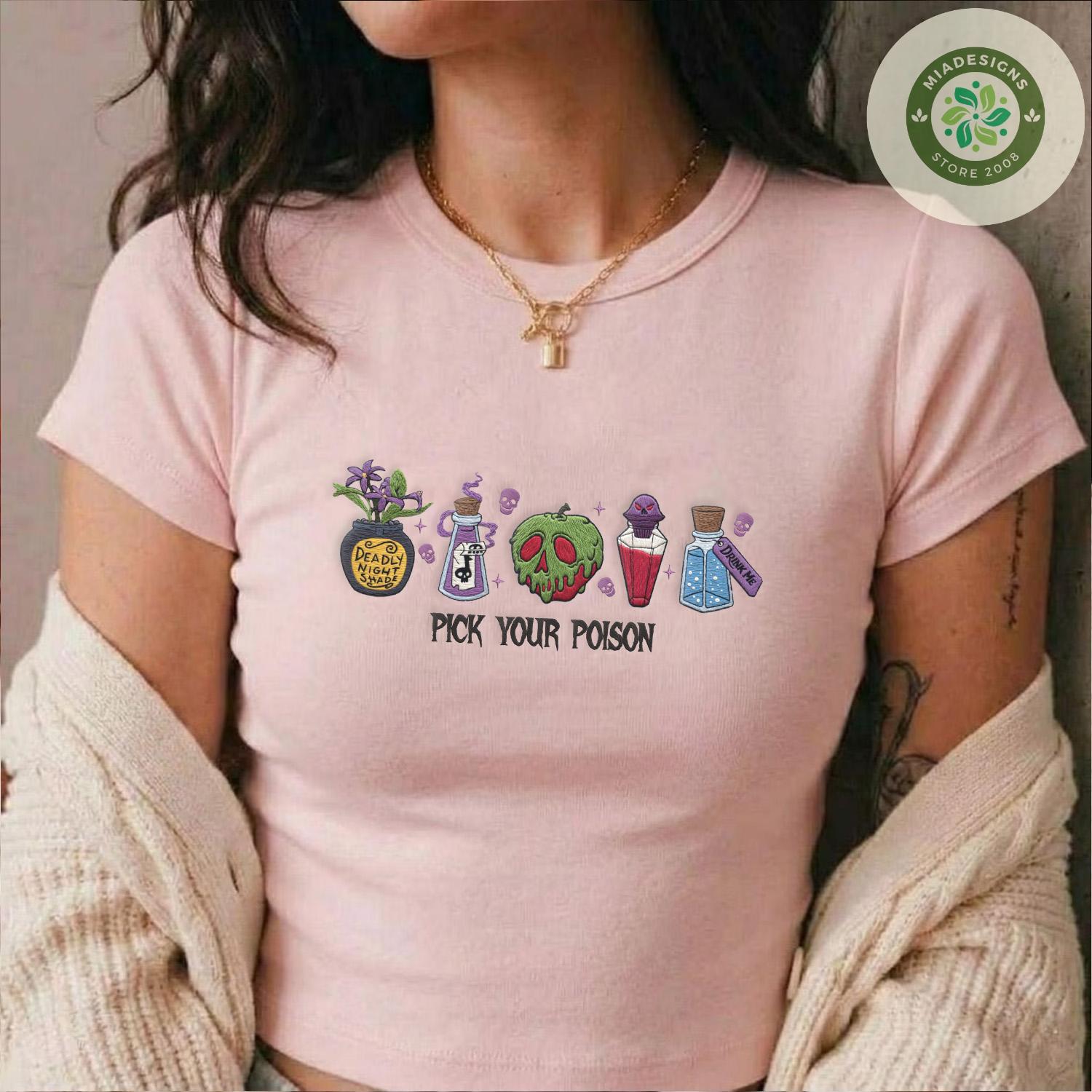 Embroidered Pick Your Poison Disney Villains Lace Trim Tank Top – Halloween Baby Tee Crop Tank for WDW Disneyland Halloween Party - photo 4