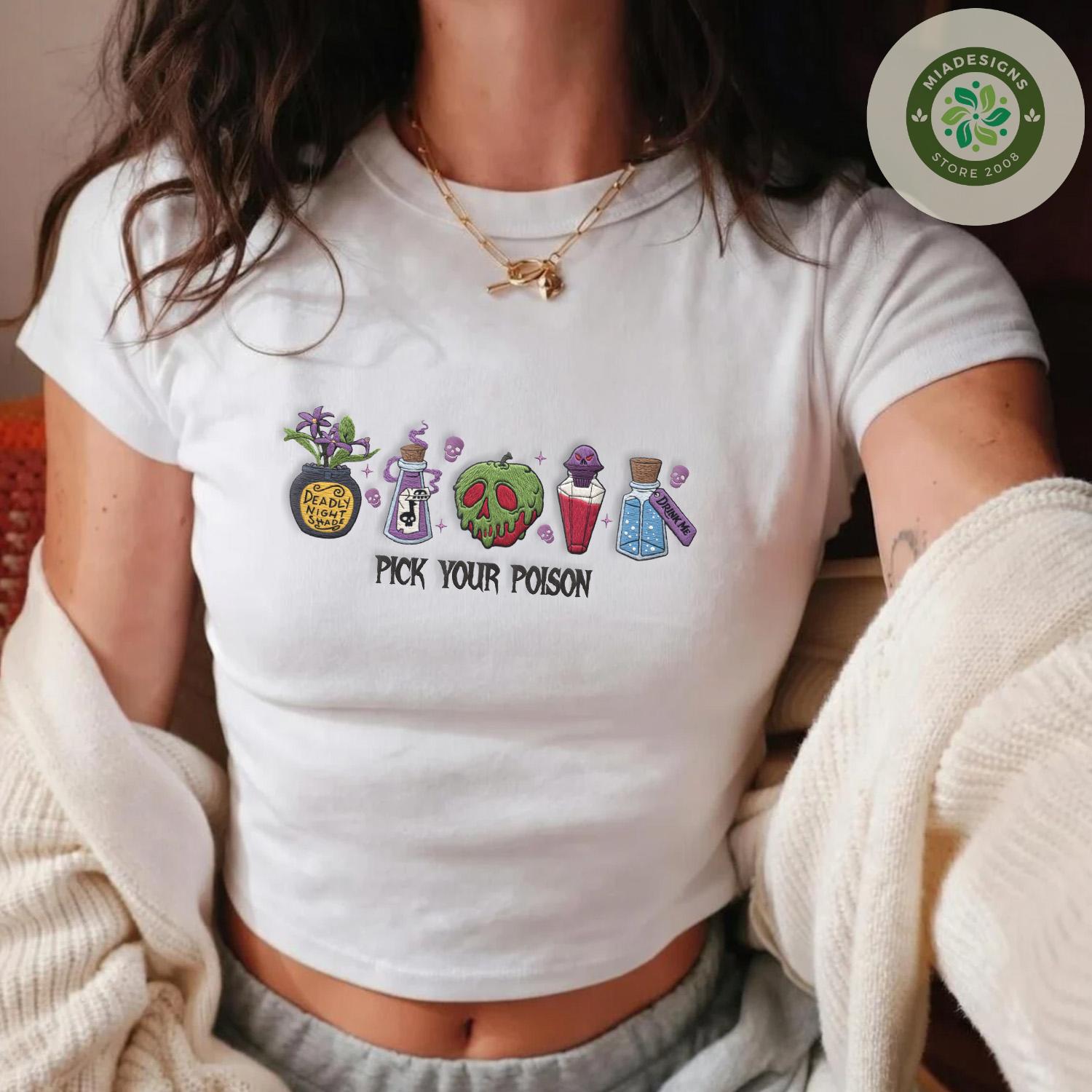 Embroidered Pick Your Poison Disney Villains Lace Trim Tank Top – Halloween Baby Tee Crop Tank for WDW Disneyland Halloween Party - photo 6