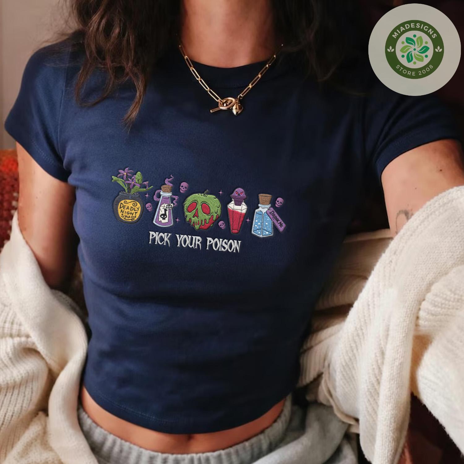 Embroidered Pick Your Poison Disney Villains Lace Trim Tank Top – Halloween Baby Tee Crop Tank for WDW Disneyland Halloween Party - photo 17