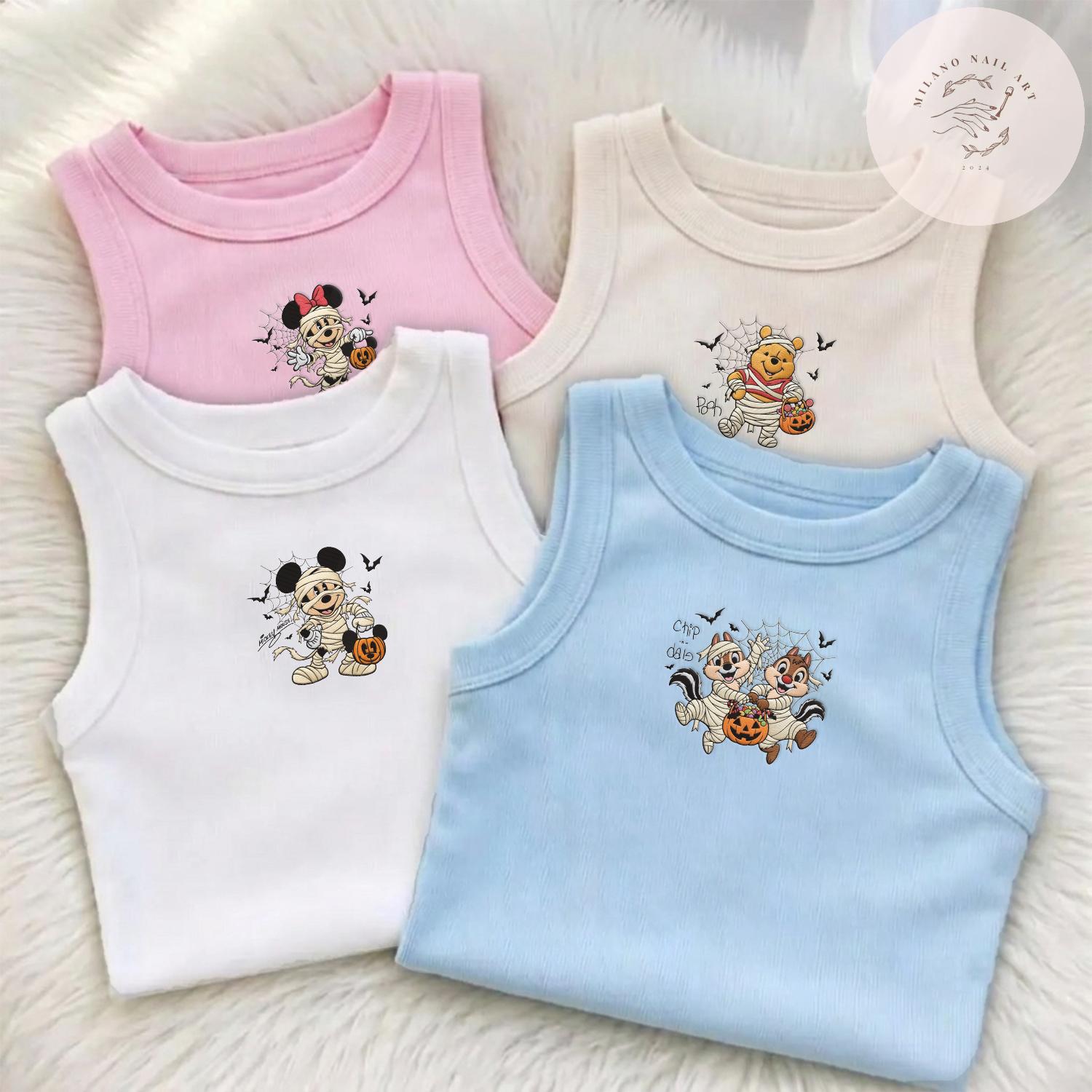 Embroidered Custom Disney Character Mummy Crop Tank Baby Tee for Disney Halloween Family Shirts at WDW Disneyland - photo 2