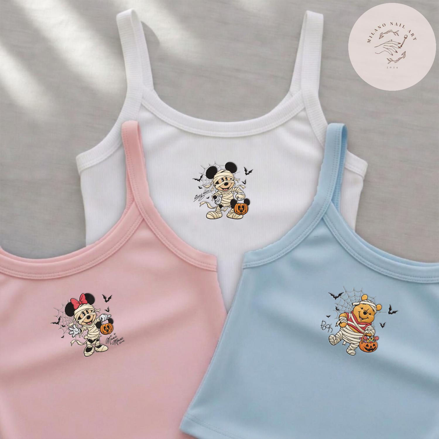 Embroidered Custom Disney Character Mummy Crop Tank Baby Tee for Disney Halloween Family Shirts at WDW Disneyland - photo 18
