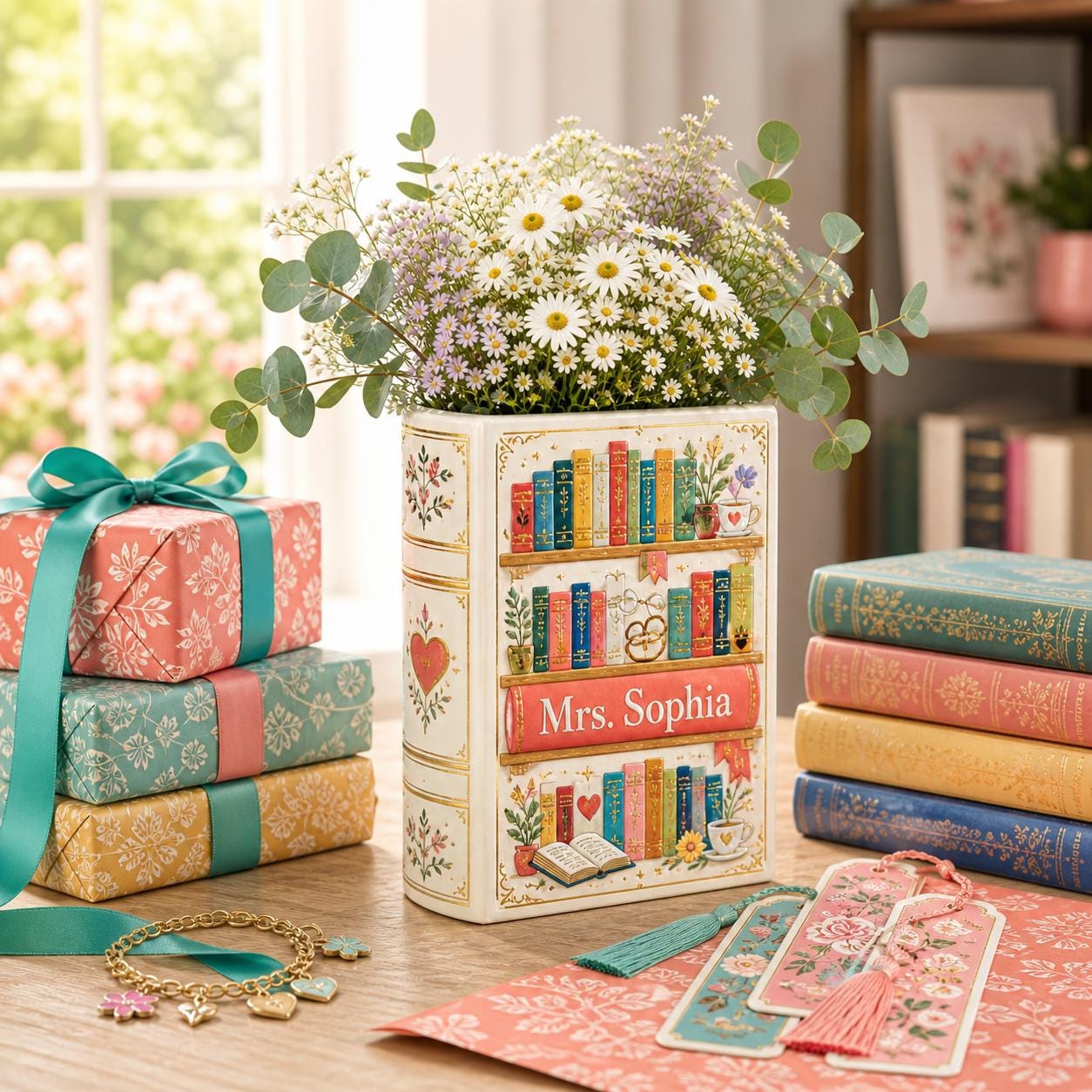 Personalized Book Vase with Colorful Book Shaped Flower Vase and Book Lover Gift, Literary Decor, Custom Name Vase, Reading Room Decor - photo 6