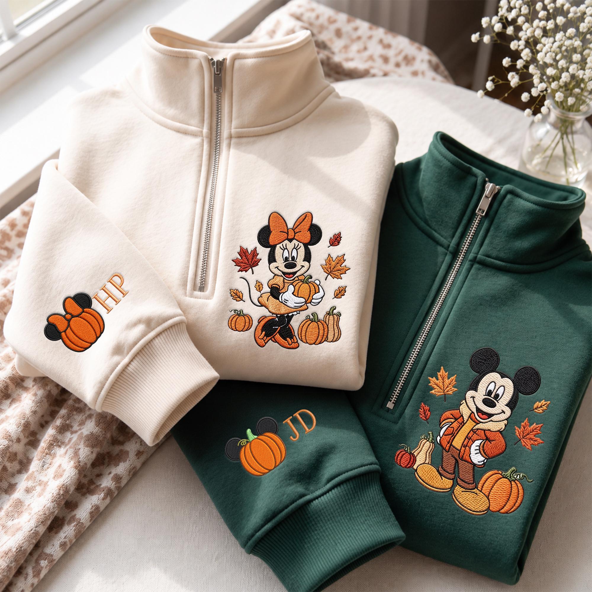 Custom Name Mickey and Minnie Embroidered Fall Sweatshirt Hoodie – Autumn Disney Couple Matching Park Shirt for Trip Birthday Gift - photo 10