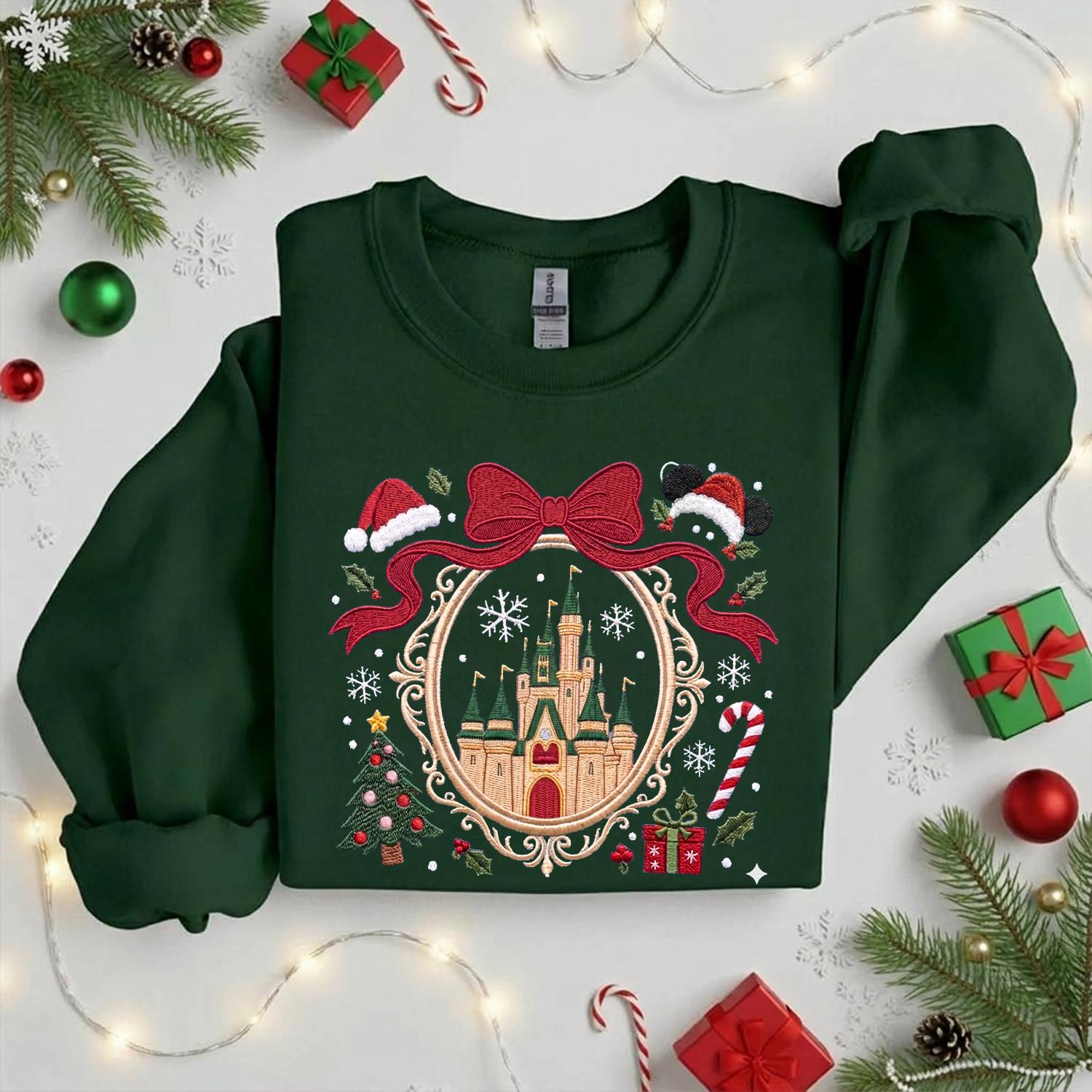 Embroidered Christmas Castle Sweatshirt with Baby Tee and Winter Park Girl Quarter Zip for Disney Holiday Family Matching Xmas Trip Gift - photo 2