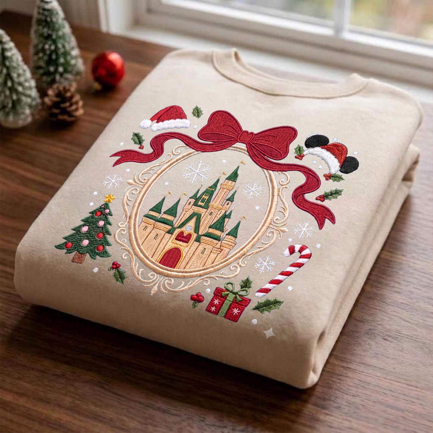 Embroidered Christmas Castle Sweatshirt with Baby Tee and Winter Park Girl Quarter Zip for Disney Holiday Family Matching Xmas Trip Gift - photo 3