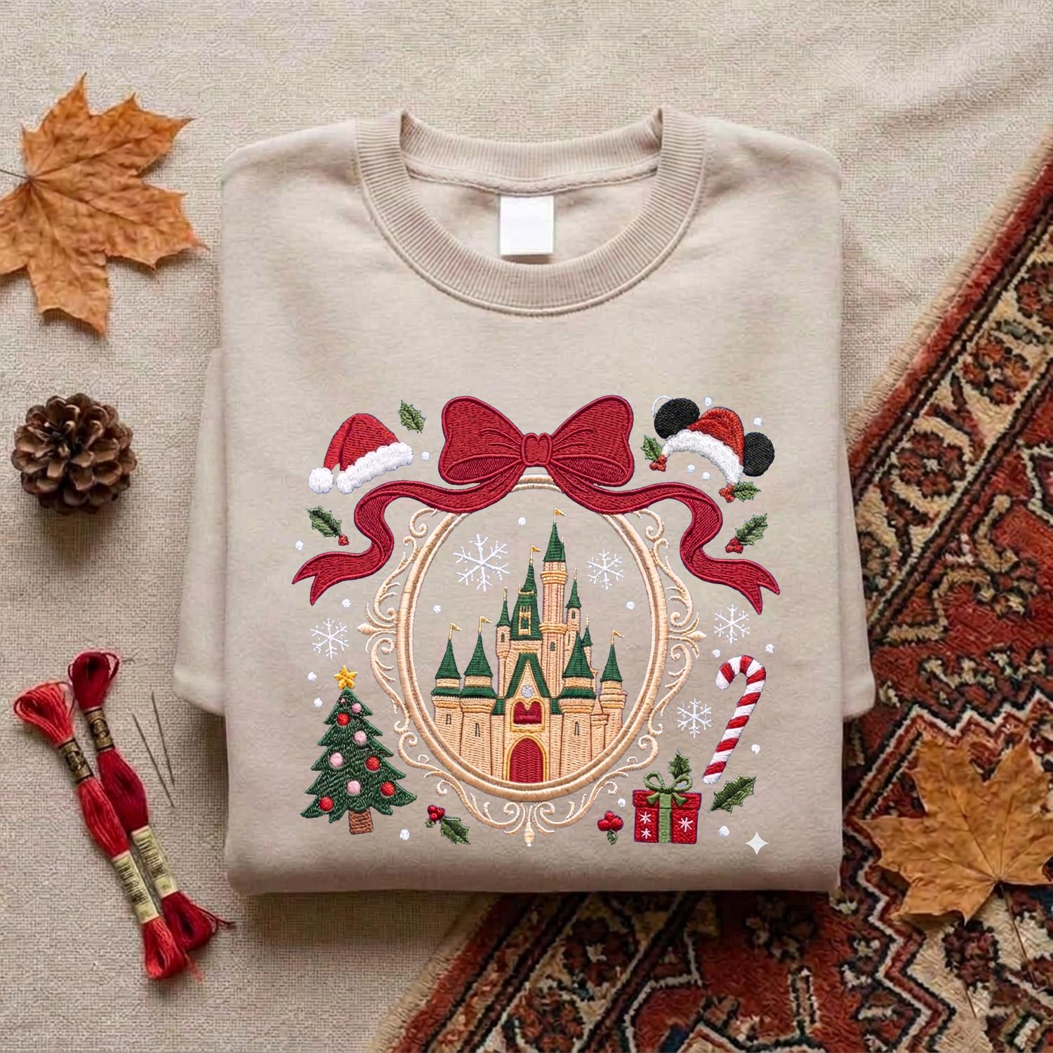 Embroidered Christmas Castle Sweatshirt with Baby Tee and Winter Park Girl Quarter Zip for Disney Holiday Family Matching Xmas Trip Gift - photo 4