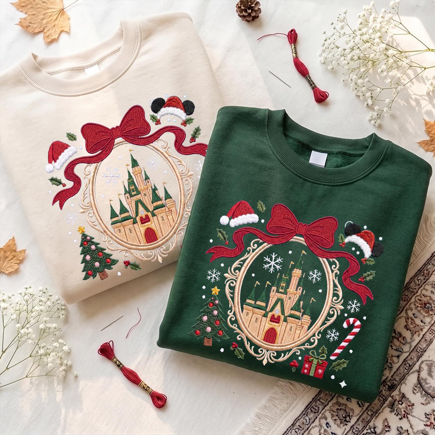 Embroidered Christmas Castle Sweatshirt with Baby Tee and Winter Park Girl Quarter Zip for Disney Holiday Family Matching Xmas Trip Gift - photo 5