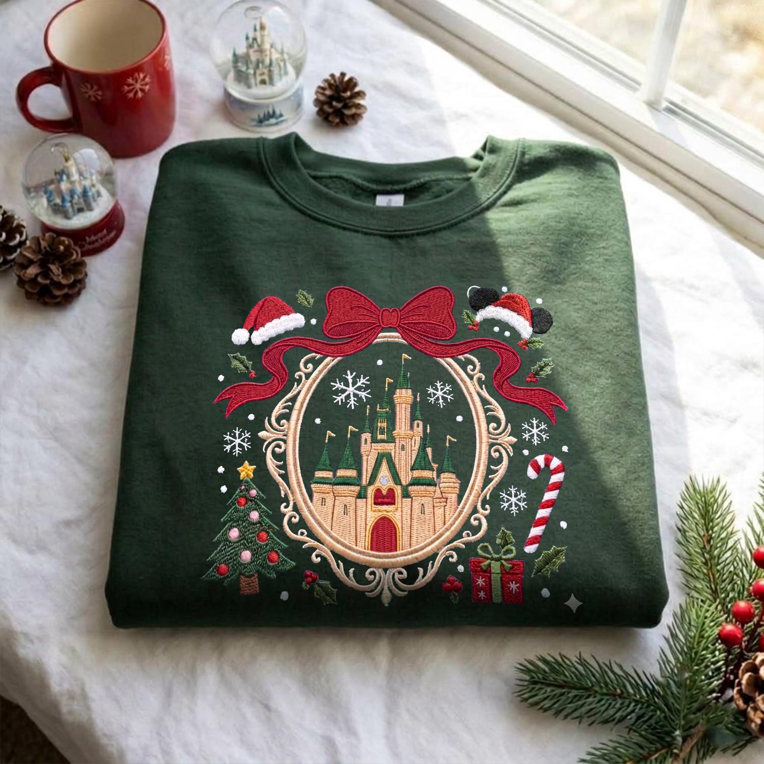 Embroidered Christmas Castle Sweatshirt with Baby Tee and Winter Park Girl Quarter Zip for Disney Holiday Family Matching Xmas Trip Gift - photo 6