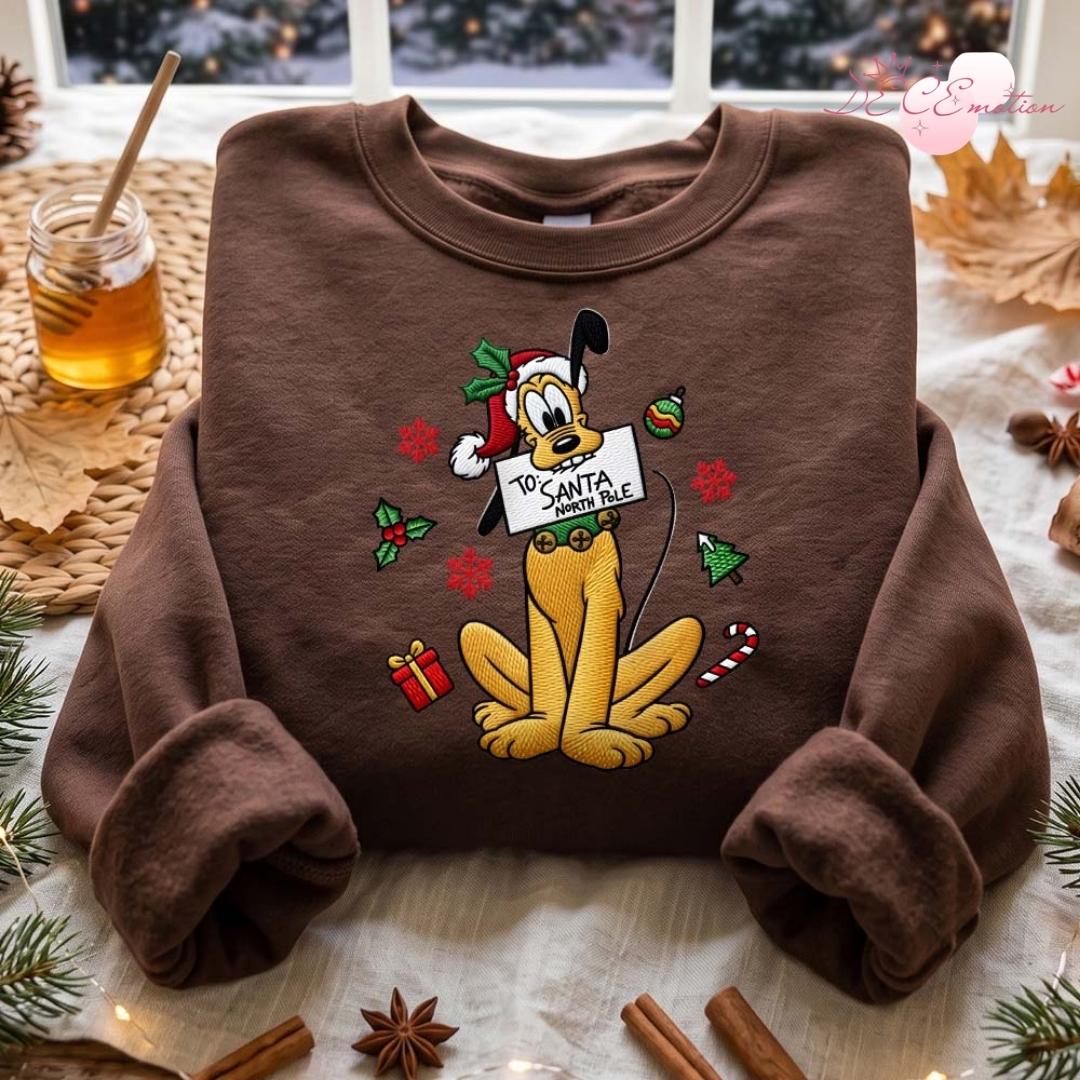 Embroidered All Characters Disney Christmas Gingham Mock Neck Sweatshirt with Mickey and Friends Santa Holiday Xmas Lace Trim Tank Top - photo 3