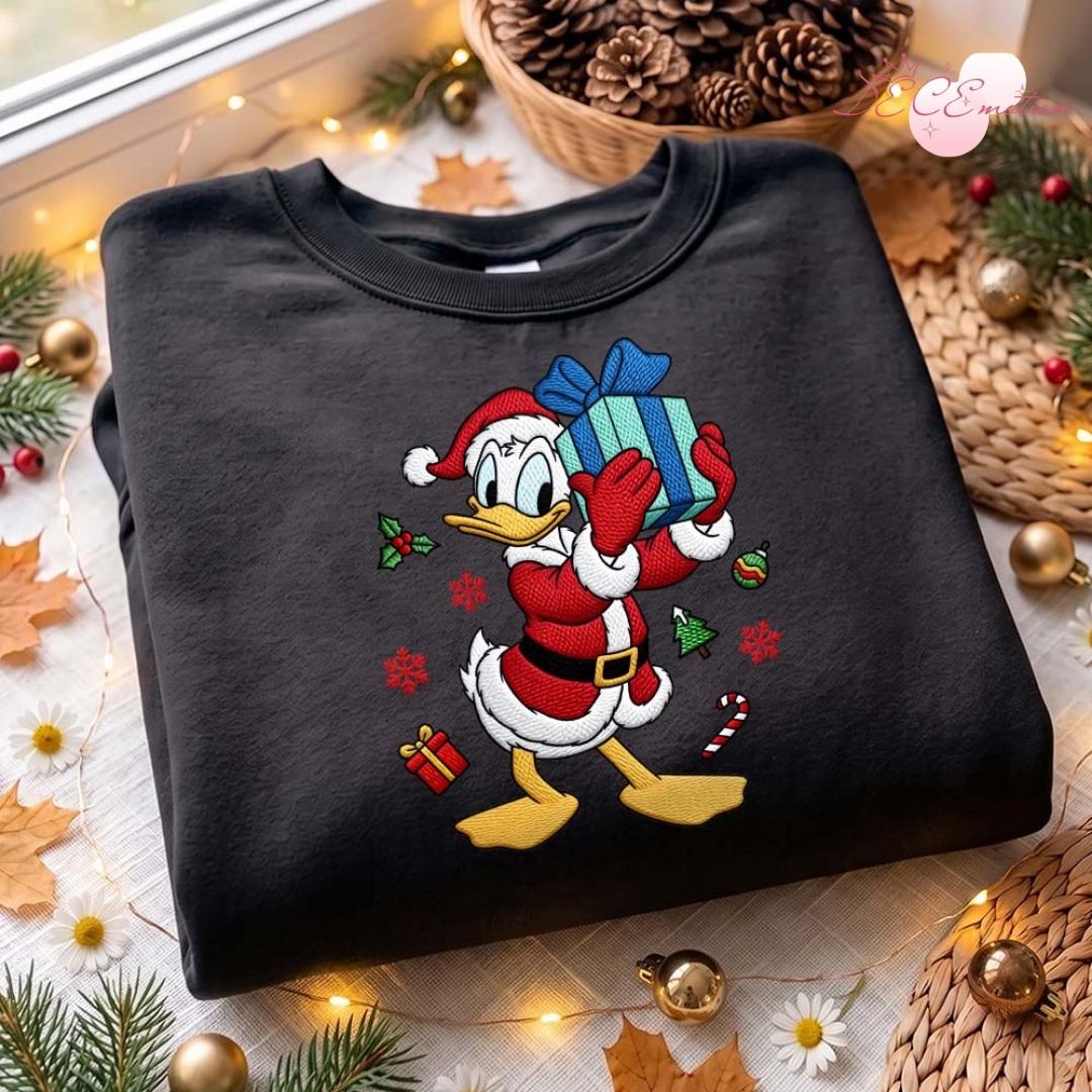 Embroidered All Characters Disney Christmas Gingham Mock Neck Sweatshirt with Mickey and Friends Santa Holiday Xmas Lace Trim Tank Top - photo 4