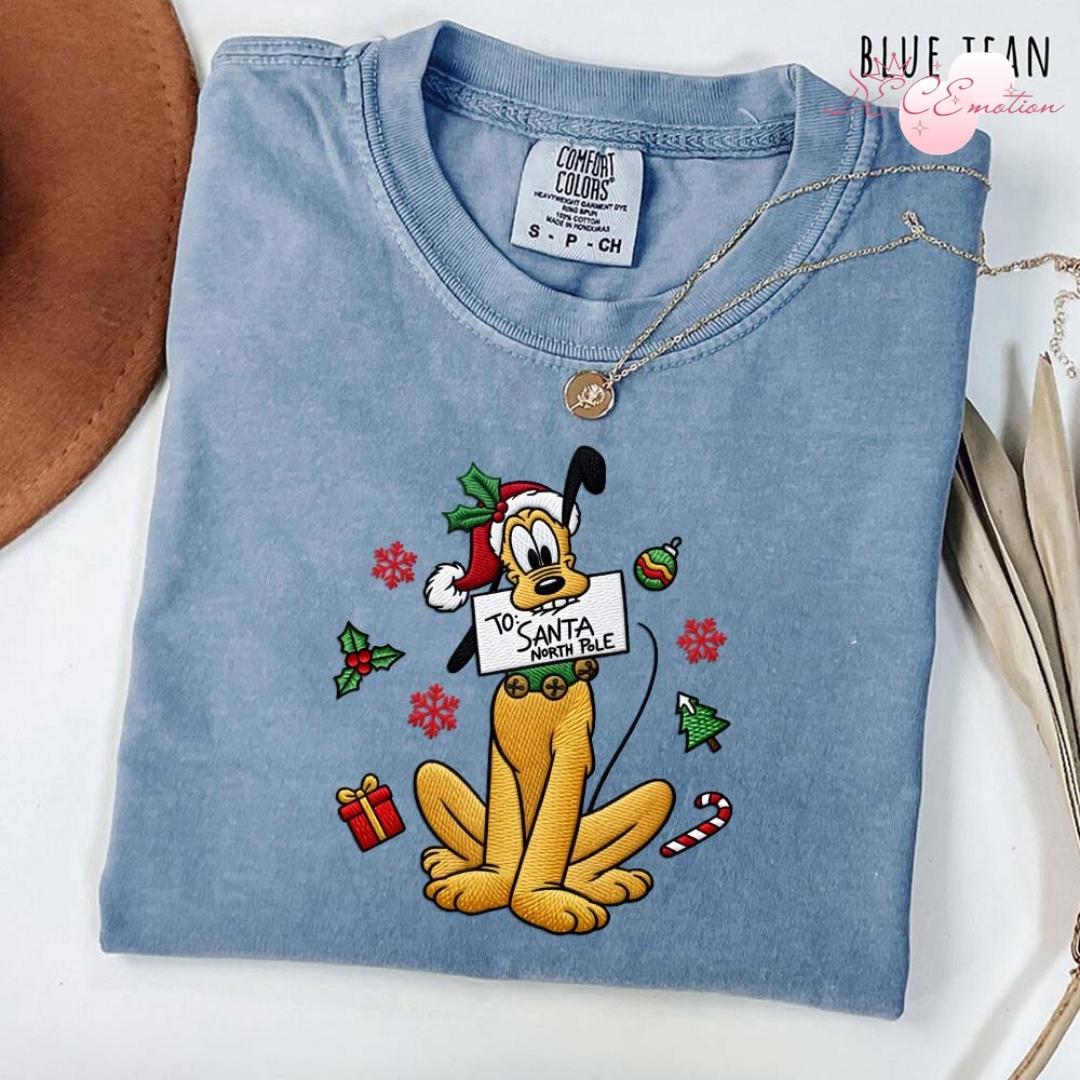 Embroidered All Characters Disney Christmas Gingham Mock Neck Sweatshirt with Mickey and Friends Santa Holiday Xmas Lace Trim Tank Top - photo 6