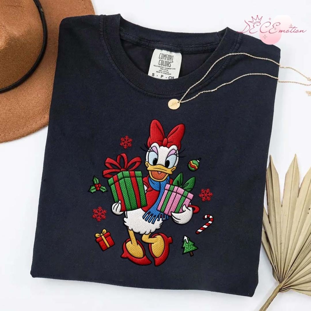 Embroidered All Characters Disney Christmas Gingham Mock Neck Sweatshirt with Mickey and Friends Santa Holiday Xmas Lace Trim Tank Top - photo 7
