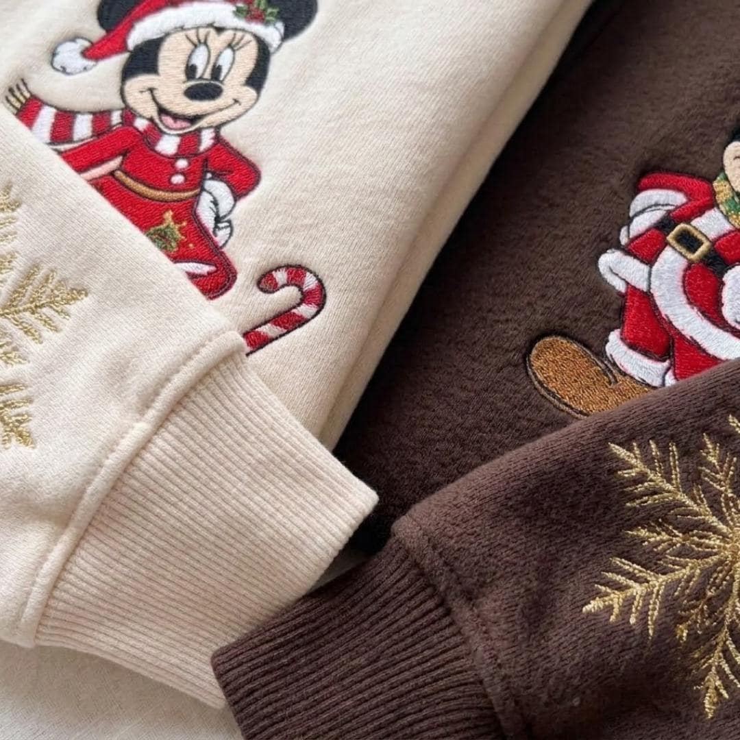 Embroidered Mickey and Minnie Christmas Quarter Zip Sweatshirt Hoodie – Disneyland Couple Crewneck Christmas Lights Disney Gift - photo 5