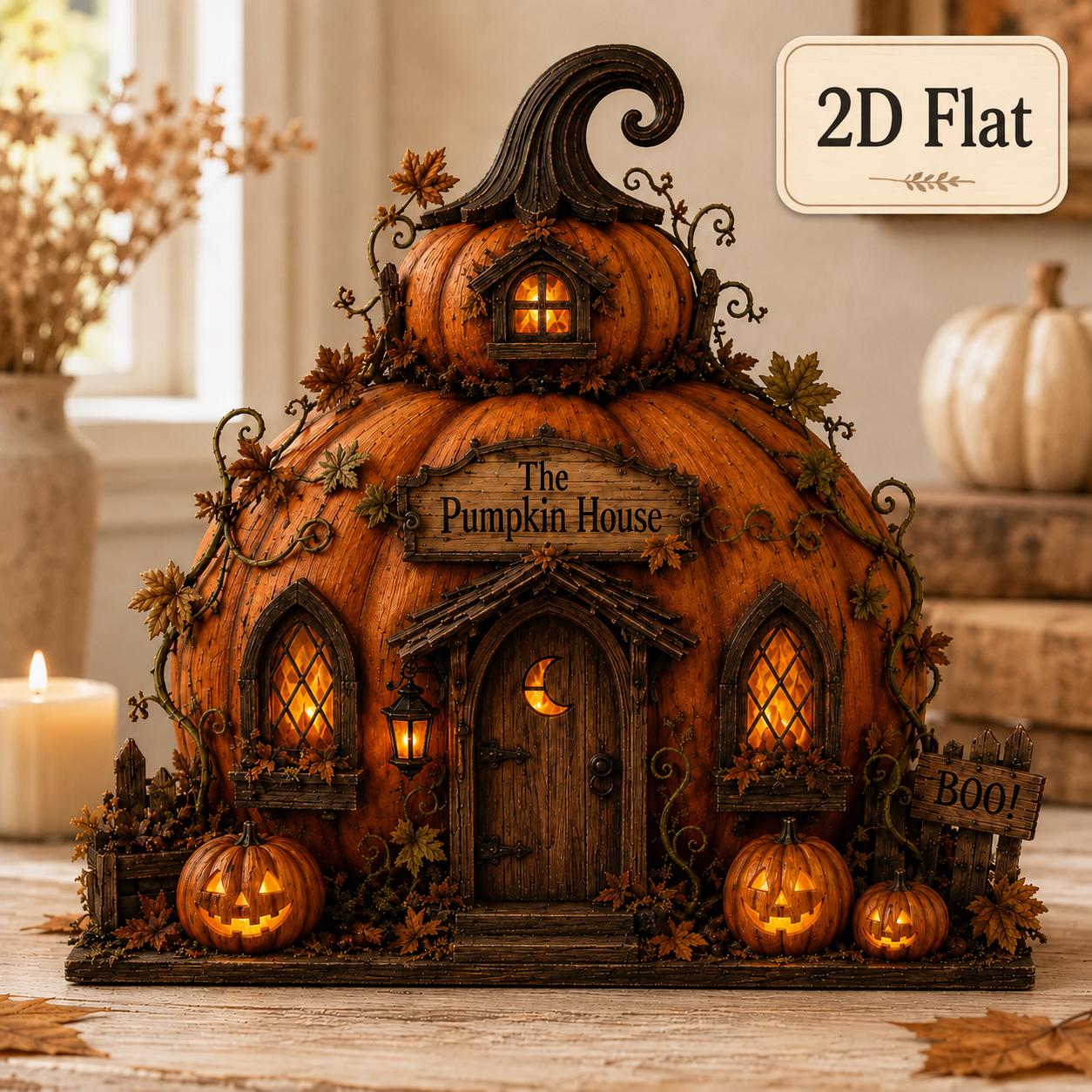 Pumpkin House Wooden Decor for Halloween Cottage and Cozy Tabletop Decoration with Fall Farmhouse Shelf Display - photo 2