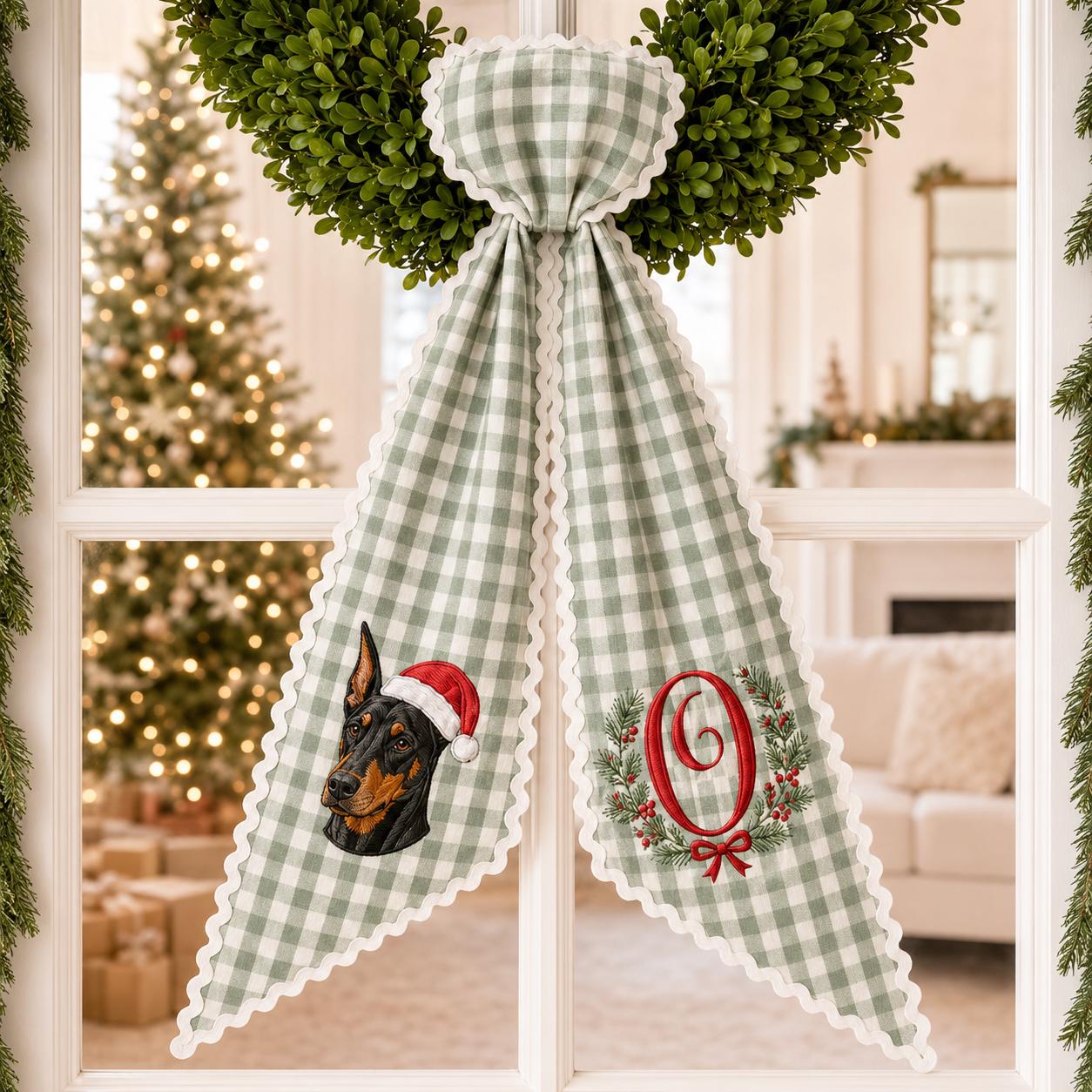 Wreath Sash – All Season Personalized Embroidery Monogram Door Bow Bundle for Pumpkin Halloween Christmas Hydrangea Seasonal Decor - photo 9