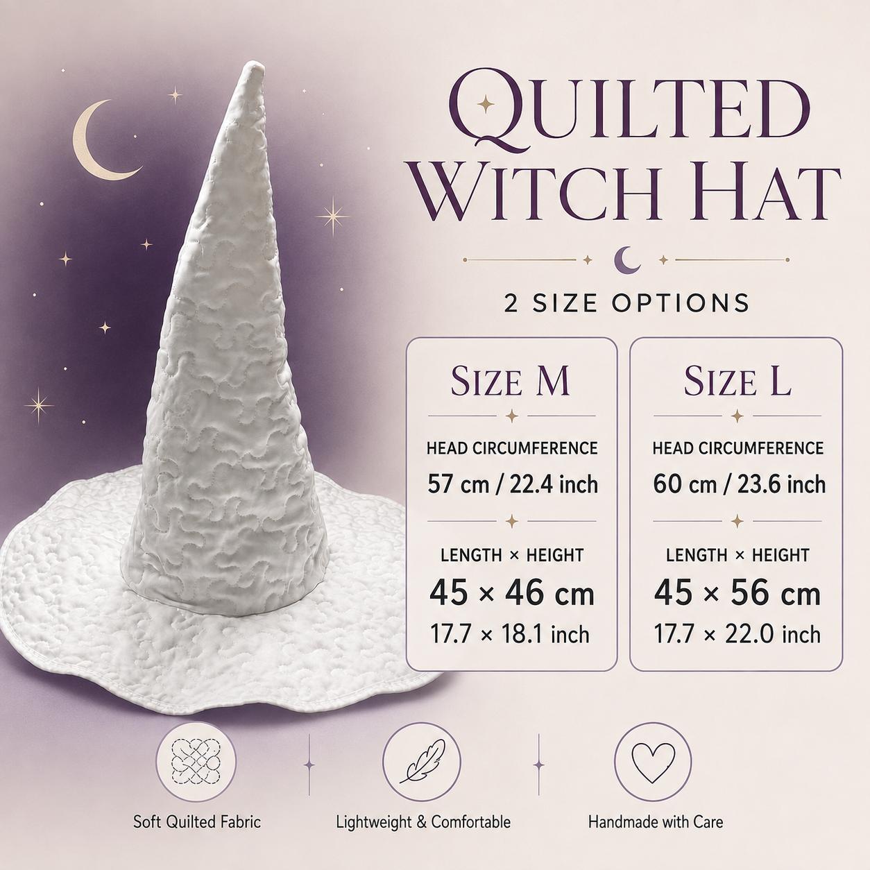 Bat Quilted Witch Hat for Celestial Moon Halloween Decor and Gothic Botanical Centerpiece with Spooky Gift for Bat Lovers - photo 4