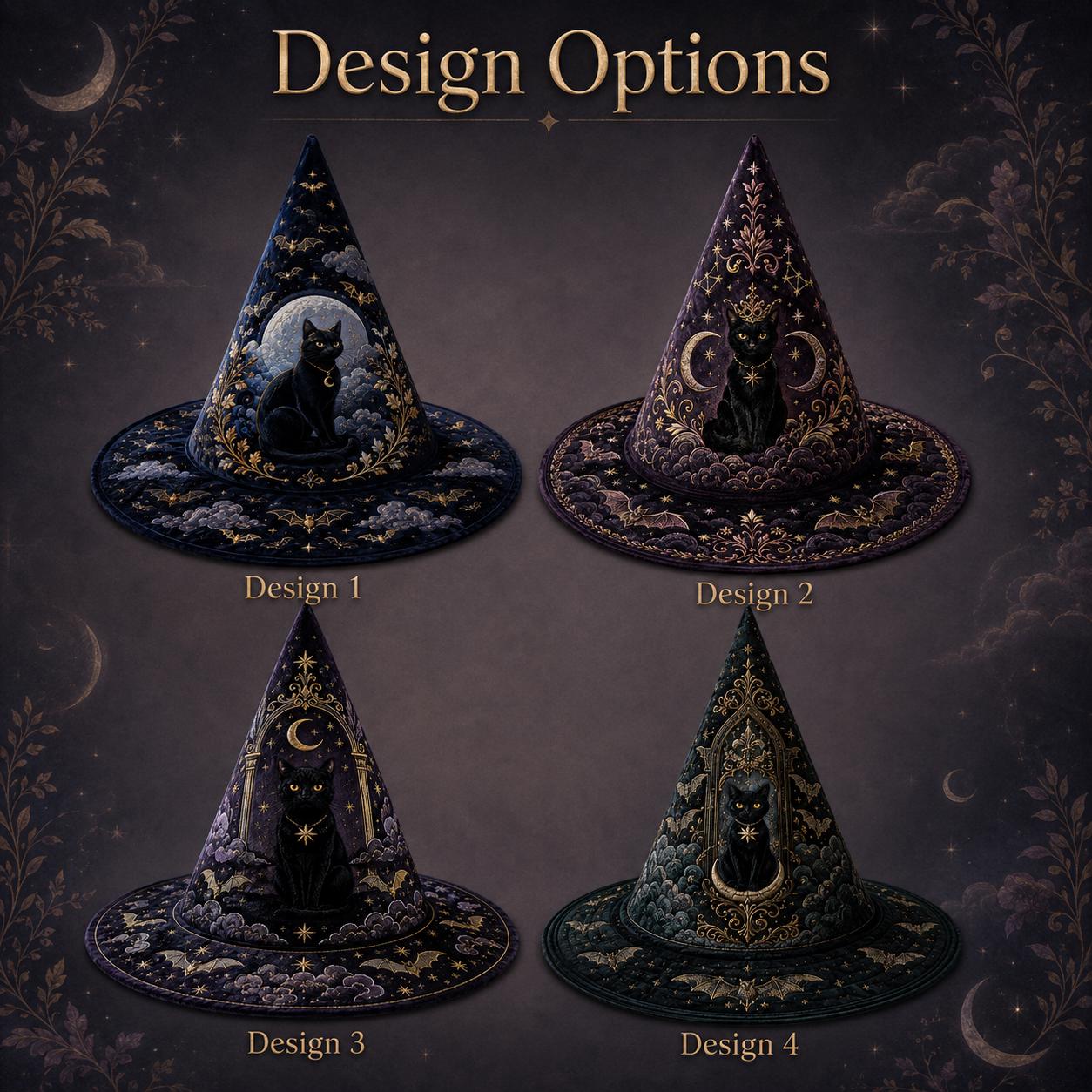 Black Cat Witch Hat for Celestial Moon Gothic Halloween Decoration and Mystical Witchy Centerpiece with Dark Academia Home Decor and Cat Lover Gift - photo 3