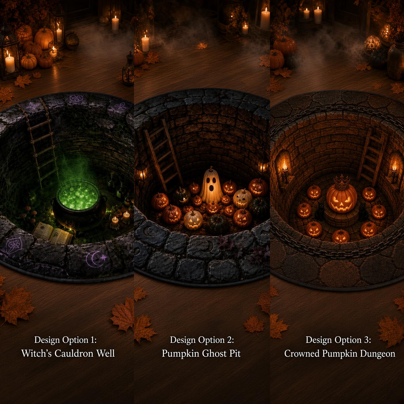 Halloween Rug – 3D Illusion Haunted Stone Dungeon Floor Mat for Jack O Lantern King Round Dark Gothic Home Decor and Pumpkin - photo 4