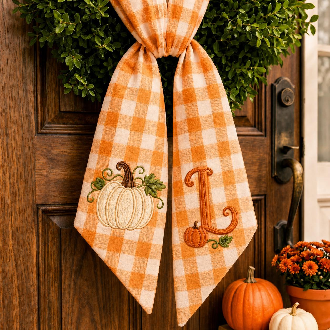 Wreath Sash – All Season Holiday Everyday Front Door Decor Bundle for Personalized Monogram Floral Sashes and Halloween Fall Christmas - photo 2