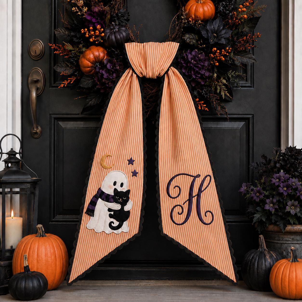 Wreath Sash – All Season Holiday Everyday Front Door Decor Bundle for Personalized Monogram Floral Sashes and Halloween Fall Christmas - photo 8
