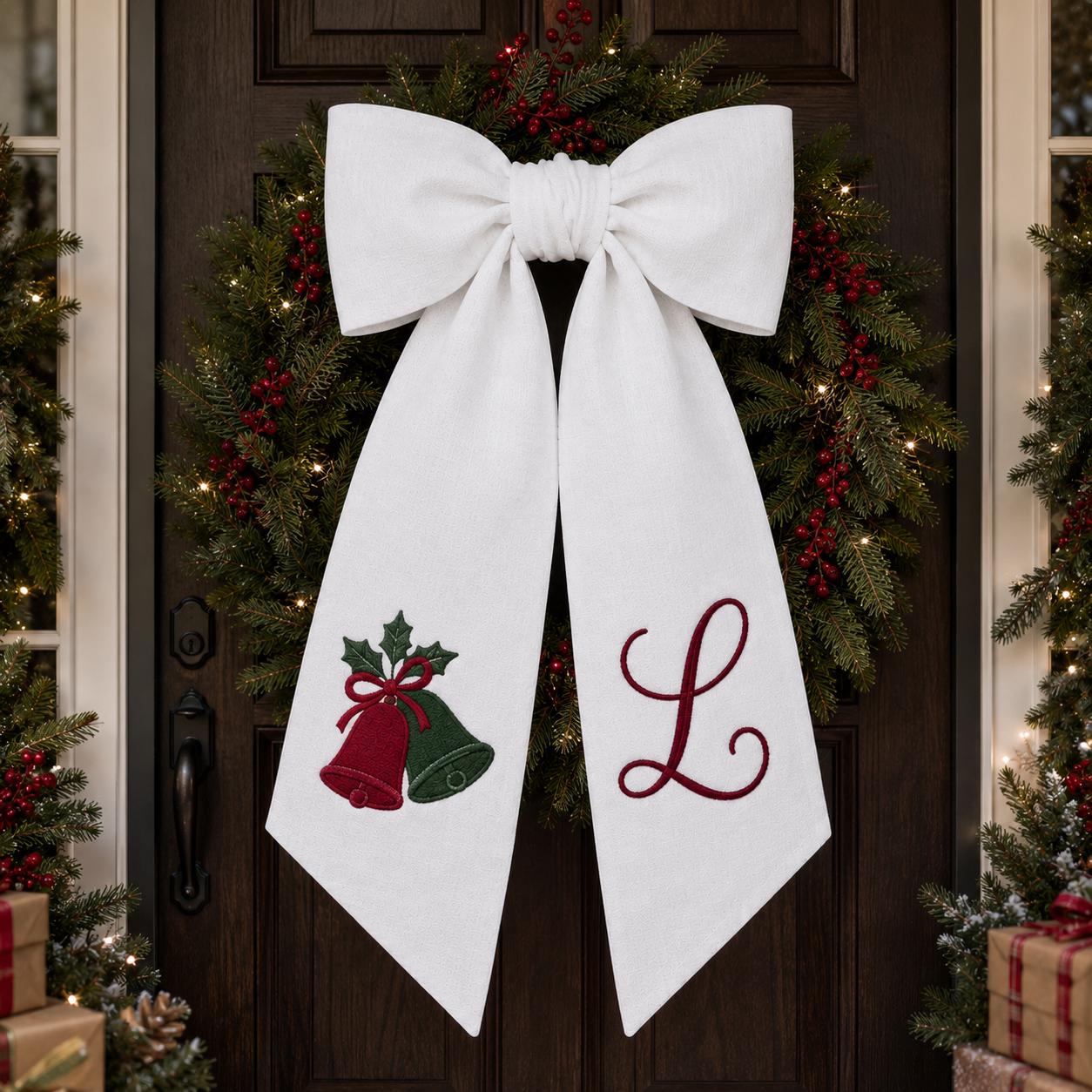 Wreath Sash – All Season Holiday Everyday Front Door Decor Bundle for Personalized Monogram Floral Sashes and Halloween Fall Christmas - photo 10