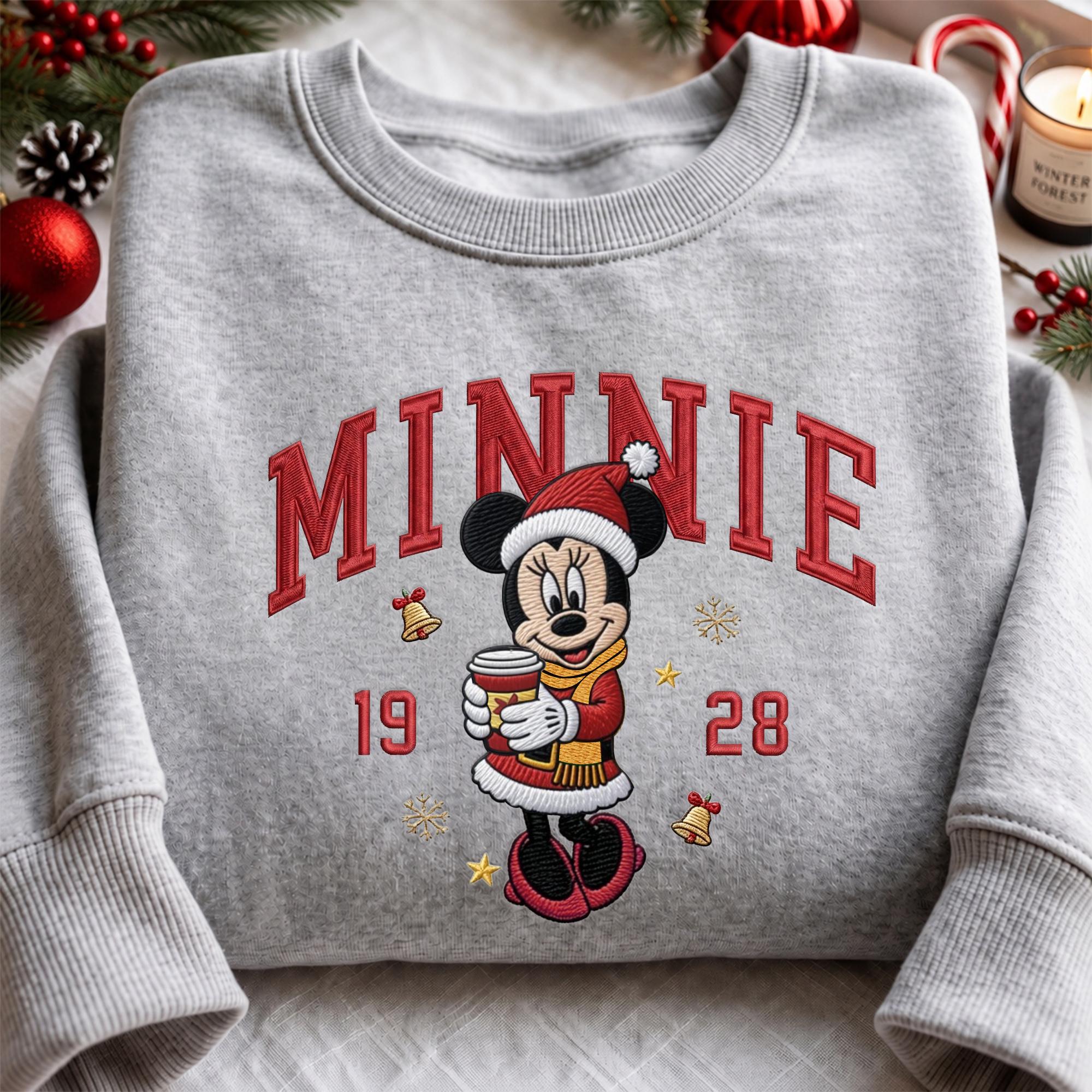 Embroidered Mickey and Minnie Christmas Sweatshirt with Matching Disney Couple Hoodie – His and Hers Holiday Secret Santa Quarter Zip - photo 2