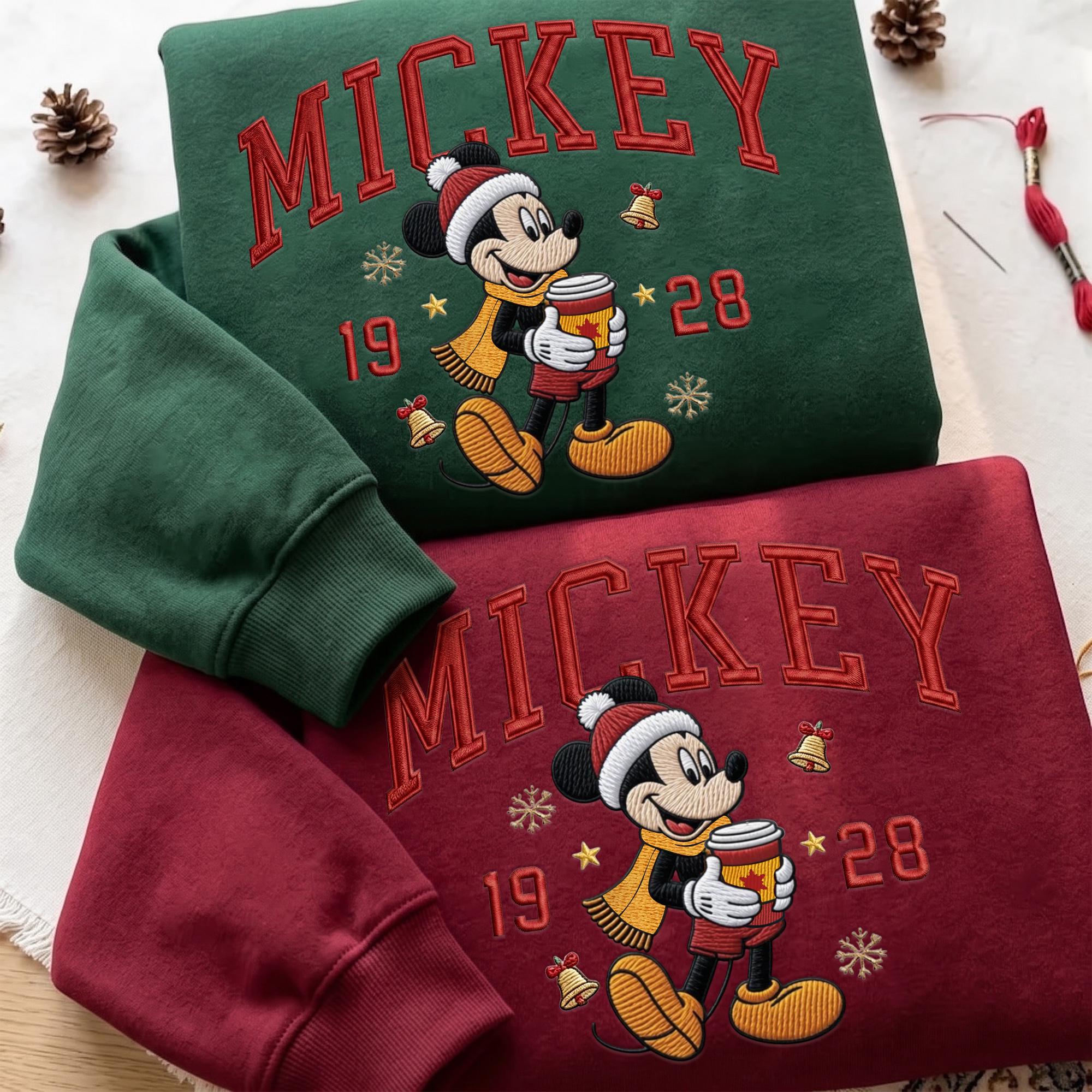 Embroidered Mickey and Minnie Christmas Sweatshirt with Matching Disney Couple Hoodie – His and Hers Holiday Secret Santa Quarter Zip - photo 3