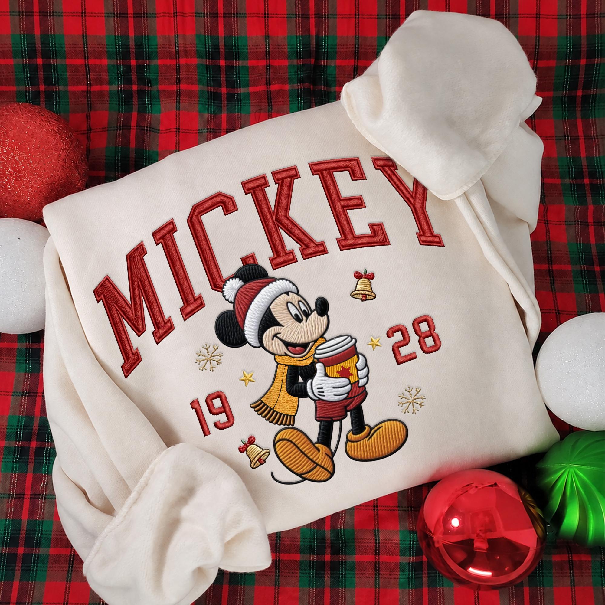 Embroidered Mickey and Minnie Christmas Sweatshirt with Matching Disney Couple Hoodie – His and Hers Holiday Secret Santa Quarter Zip - photo 4
