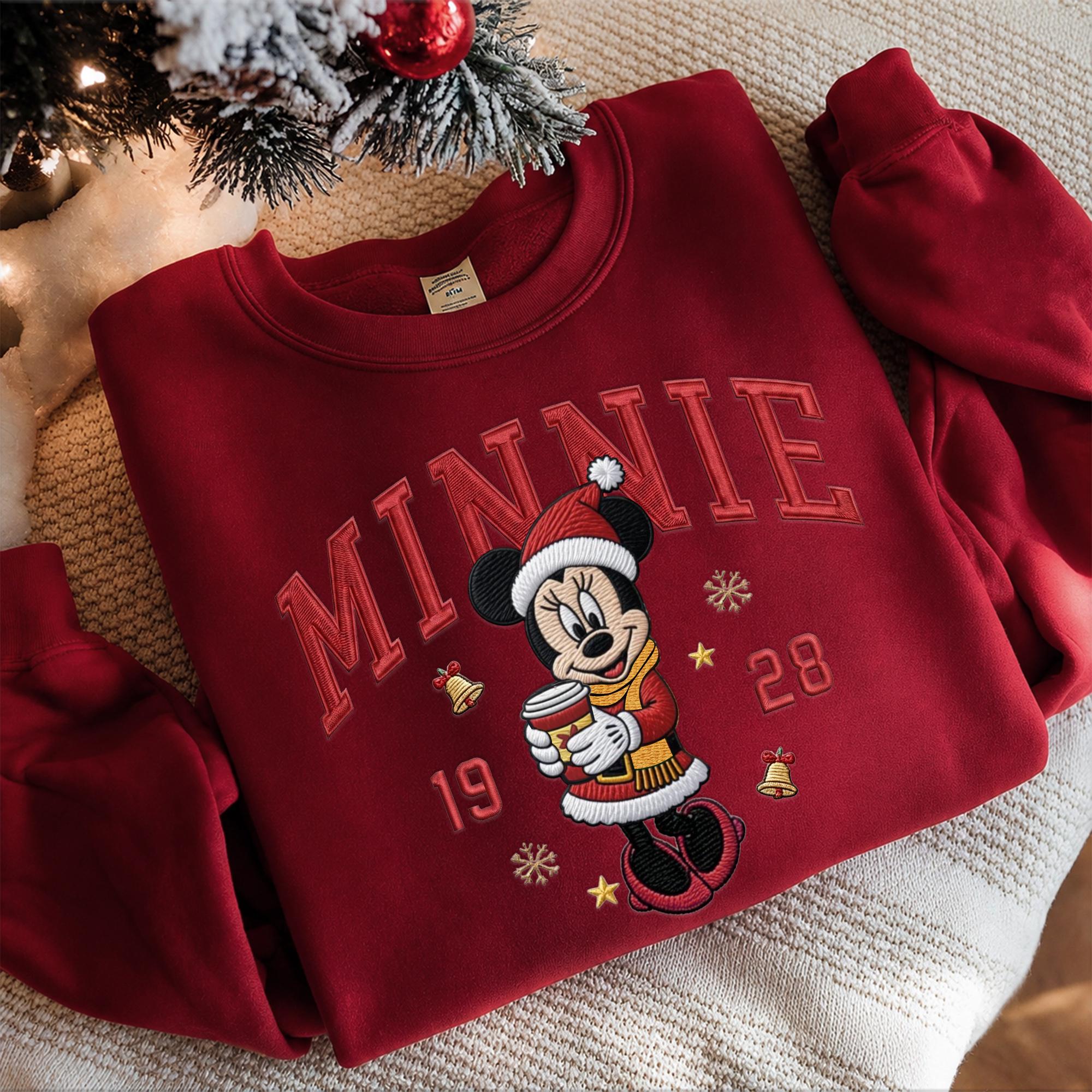 Embroidered Mickey and Minnie Christmas Sweatshirt with Matching Disney Couple Hoodie – His and Hers Holiday Secret Santa Quarter Zip - photo 5