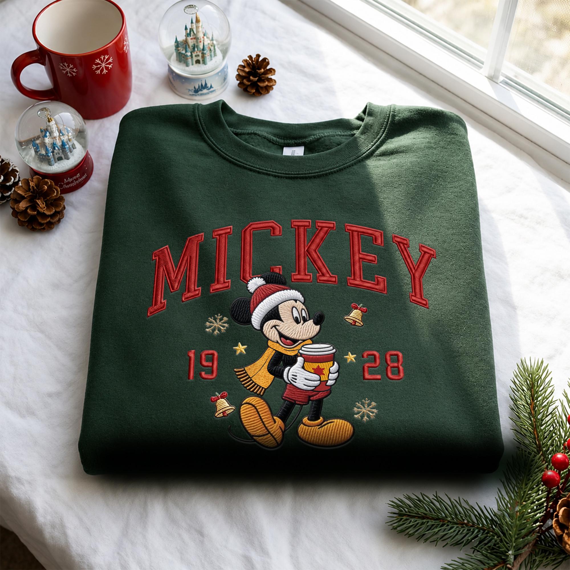 Embroidered Mickey and Minnie Christmas Sweatshirt with Matching Disney Couple Hoodie – His and Hers Holiday Secret Santa Quarter Zip - photo 6