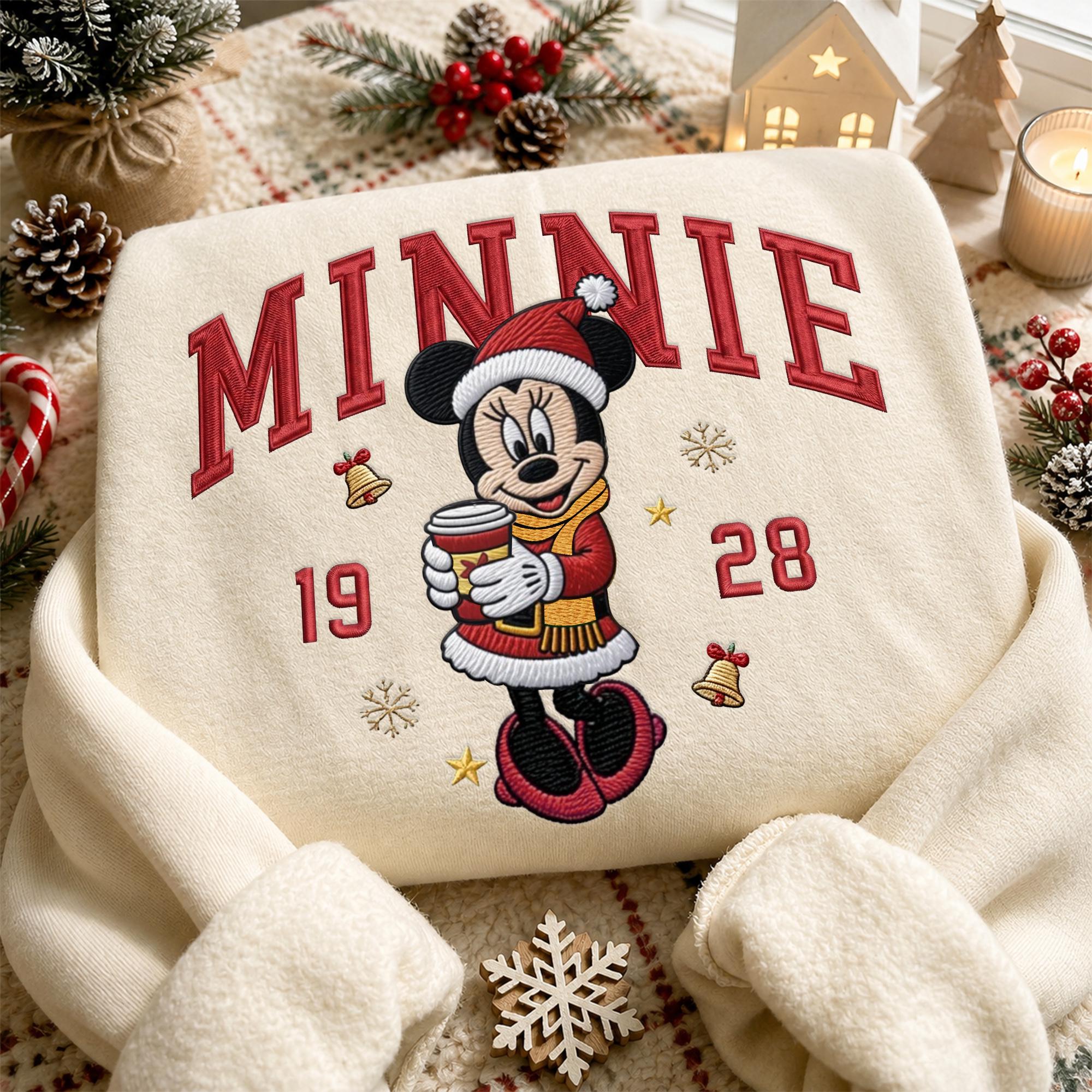 Embroidered Mickey and Minnie Christmas Sweatshirt with Matching Disney Couple Hoodie – His and Hers Holiday Secret Santa Quarter Zip - photo 7