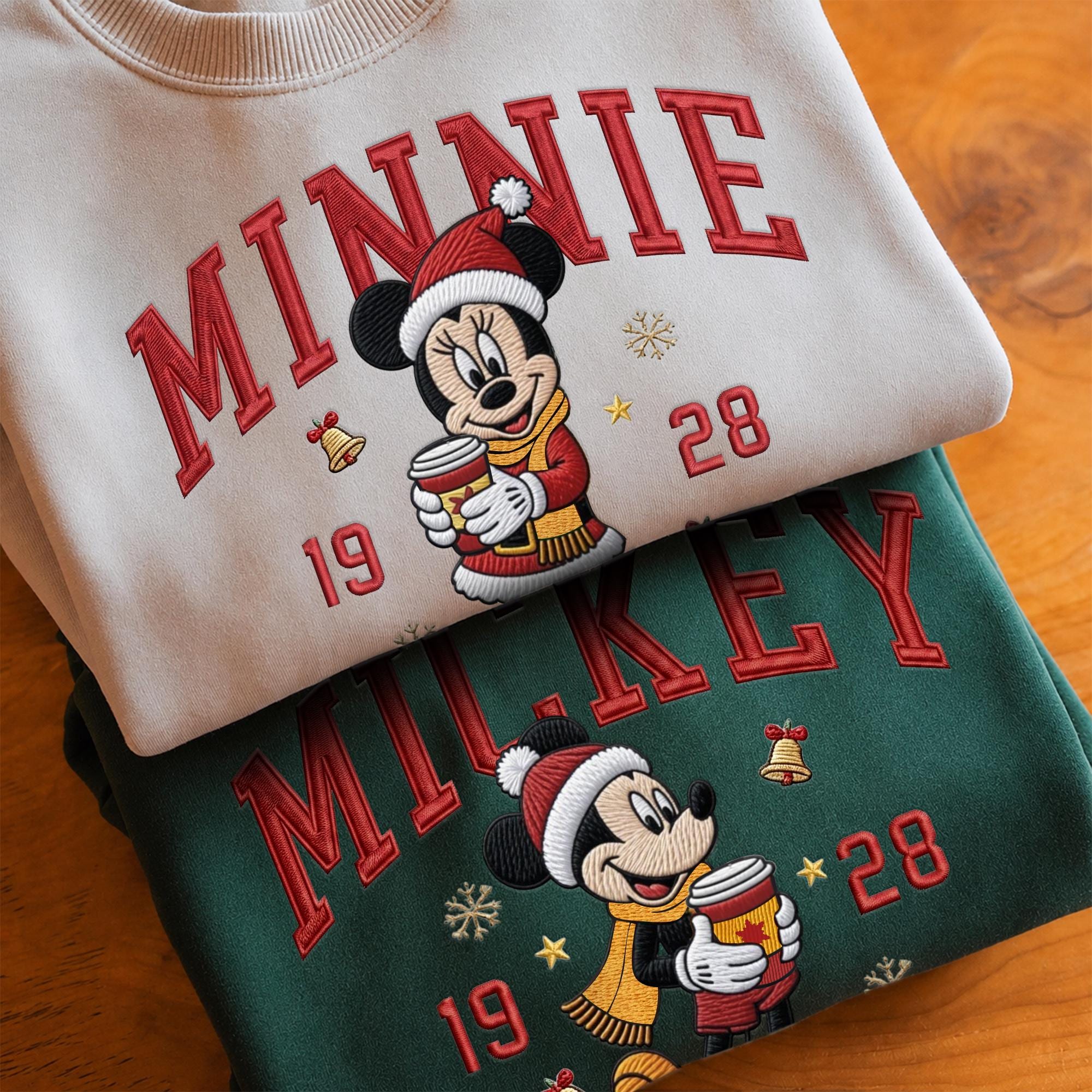 Embroidered Mickey and Minnie Christmas Sweatshirt with Matching Disney Couple Hoodie – His and Hers Holiday Secret Santa Quarter Zip - photo 10