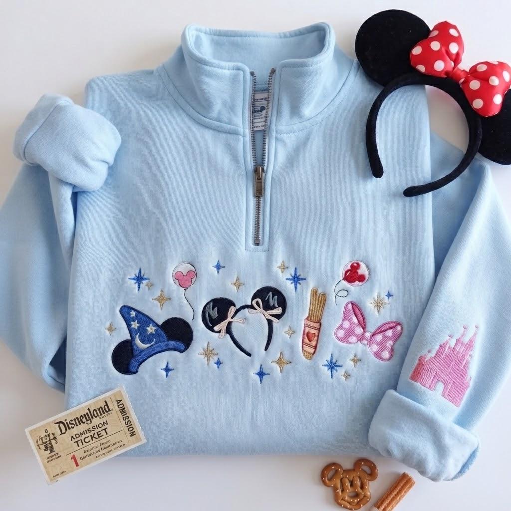 Custom Embroidered Magical Land Quarter Zip Sweatshirt – Magic Kingdom Fairytale Coquette Pullover for a Disney Gift - photo 2