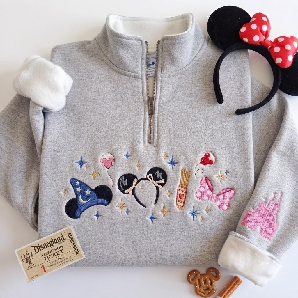 Custom Embroidered Magical Land Quarter Zip Sweatshirt – Magic Kingdom Fairytale Coquette Pullover for a Disney Gift - photo 4