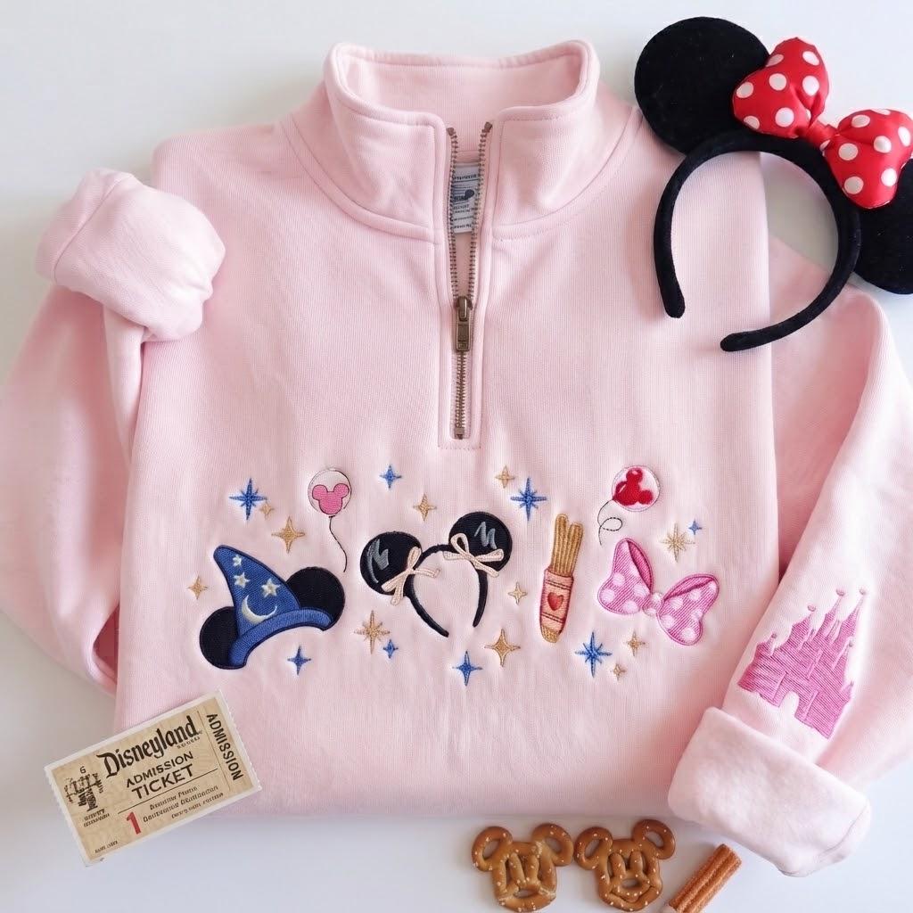 Custom Embroidered Magical Land Quarter Zip Sweatshirt – Magic Kingdom Fairytale Coquette Pullover for a Disney Gift - photo 5