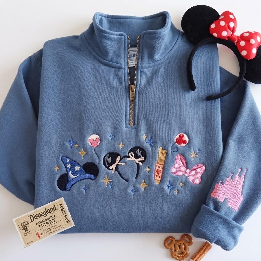 Custom Embroidered Magical Land Quarter Zip Sweatshirt – Magic Kingdom Fairytale Coquette Pullover for a Disney Gift - photo 6