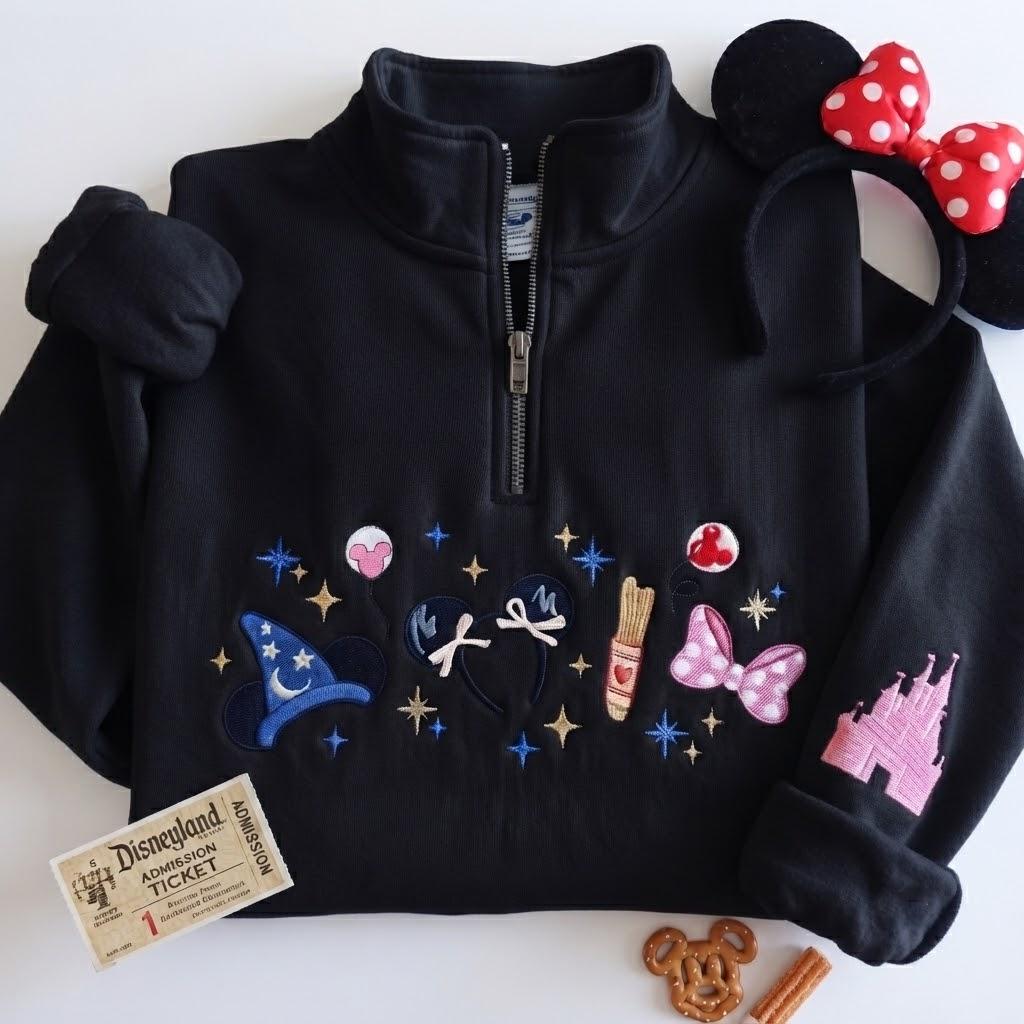 Custom Embroidered Magical Land Quarter Zip Sweatshirt – Magic Kingdom Fairytale Coquette Pullover for a Disney Gift - photo 7