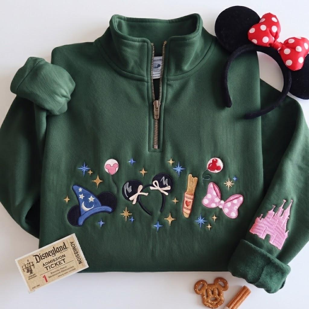 Custom Embroidered Magical Land Quarter Zip Sweatshirt – Magic Kingdom Fairytale Coquette Pullover for a Disney Gift - photo 8