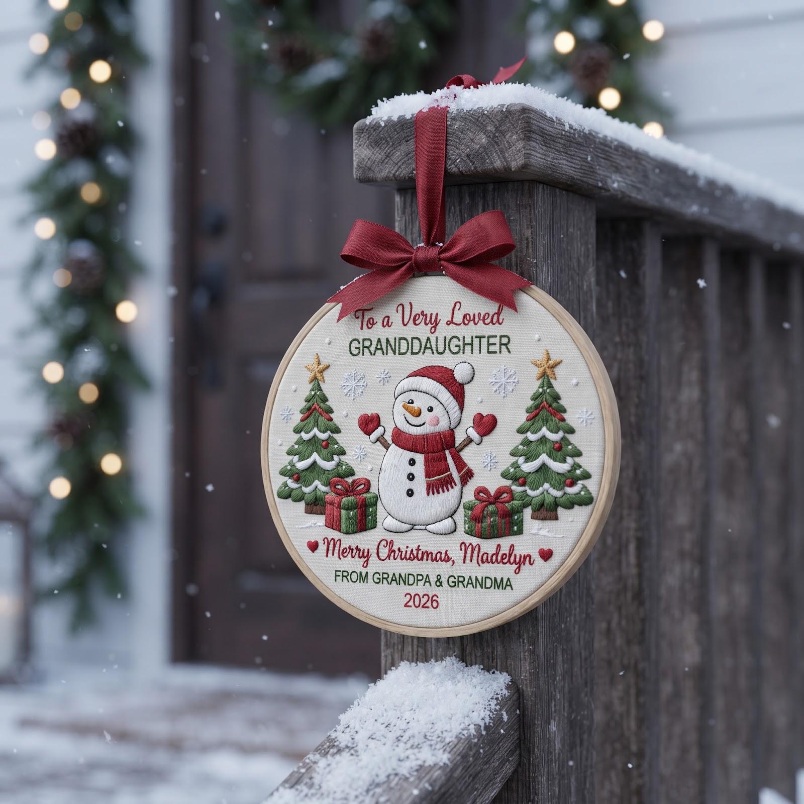 Personalized Custom Name Snowman Embroidered Hoop Christmas Ornament – Holiday Keepsake Gift From Grandparents For Christmas 2026 - photo 3