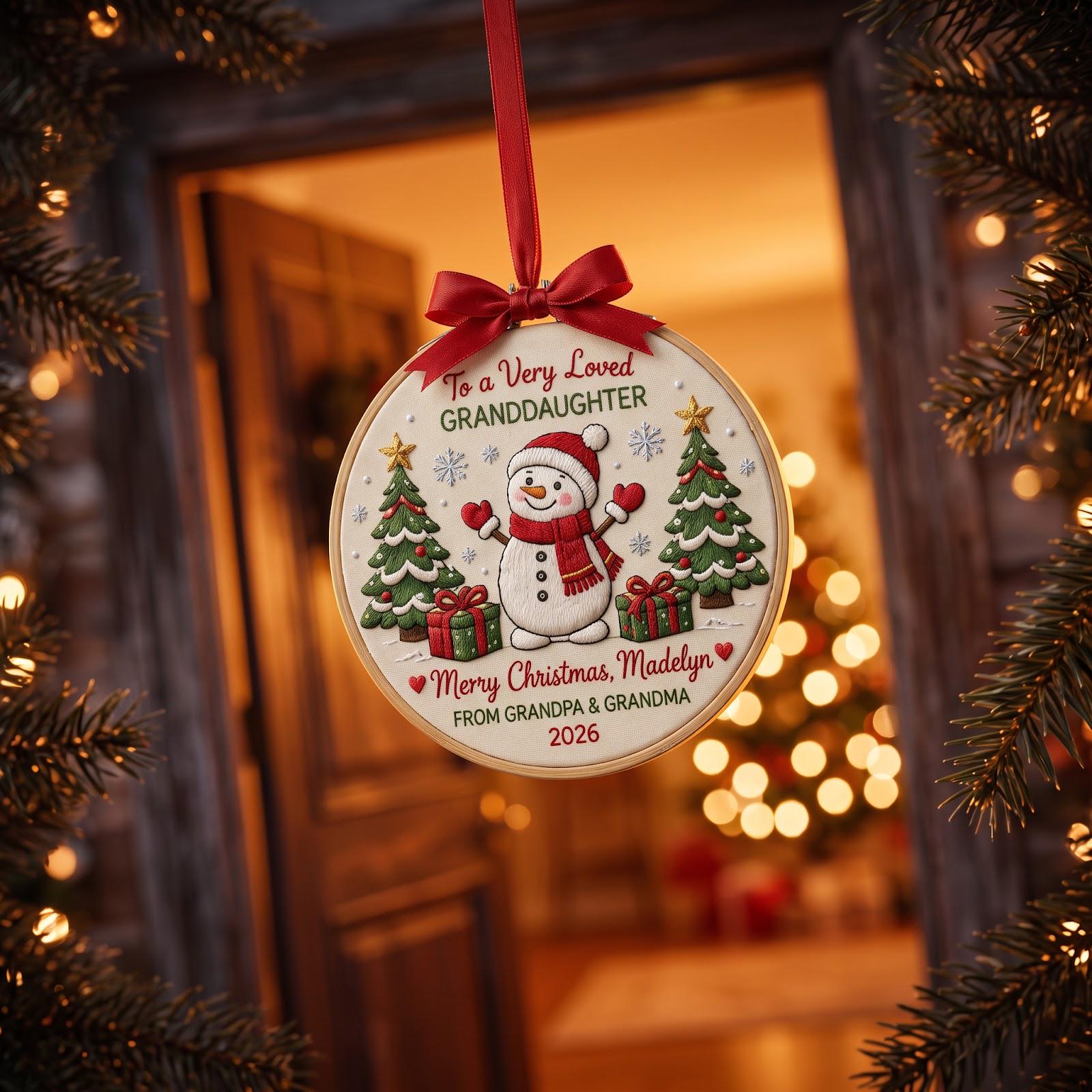 Personalized Custom Name Snowman Embroidered Hoop Christmas Ornament – Holiday Keepsake Gift From Grandparents For Christmas 2026 - photo 8