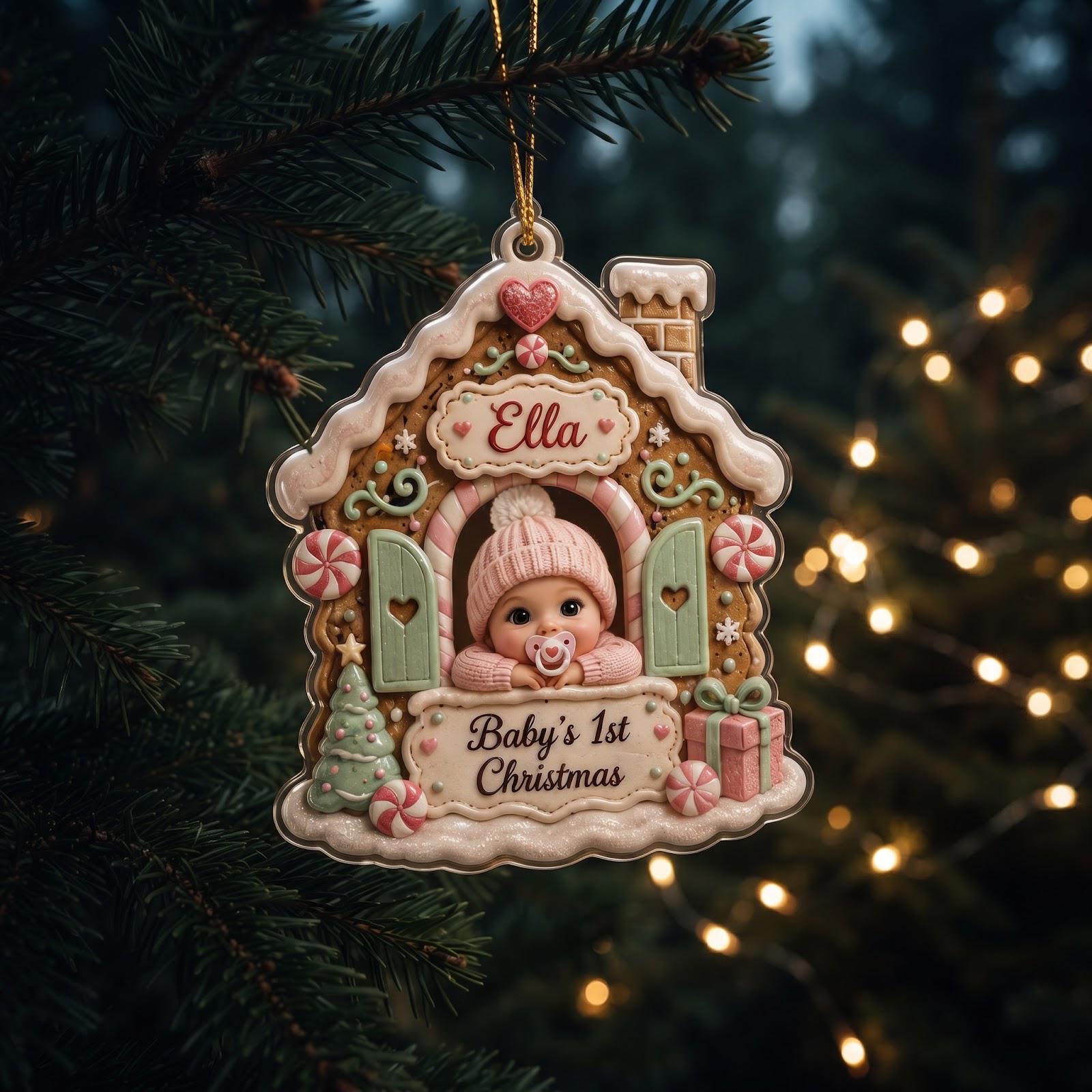Personalized Acrylic Baby First Christmas Ornament With Custom Name – Gingerbread House Keepsake And Newborn Baby Christmas Gift 2026 - photo 6