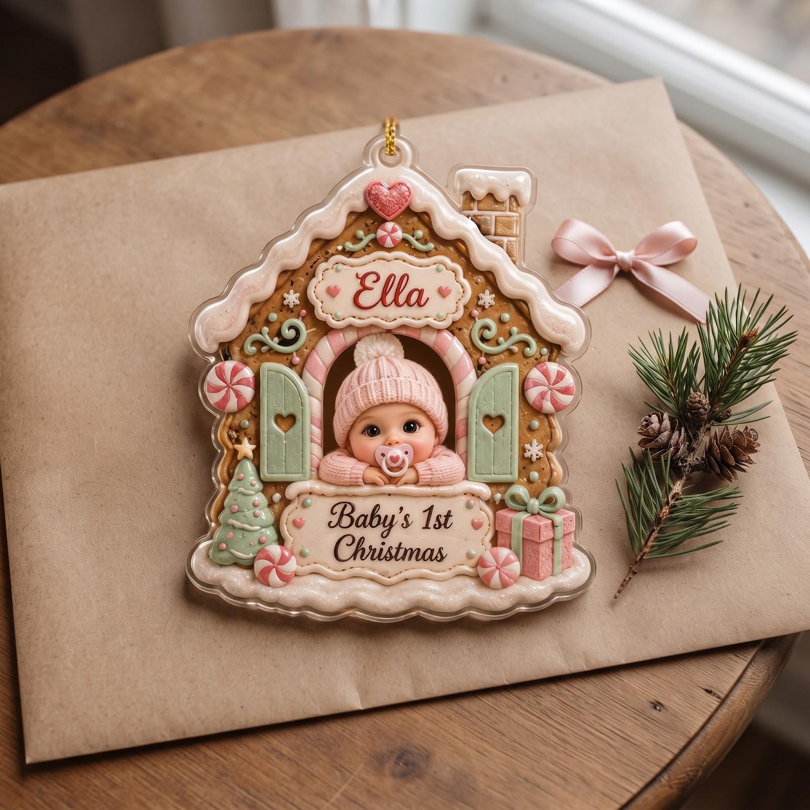 Personalized Acrylic Baby First Christmas Ornament With Custom Name – Gingerbread House Keepsake And Newborn Baby Christmas Gift 2026 - photo 7