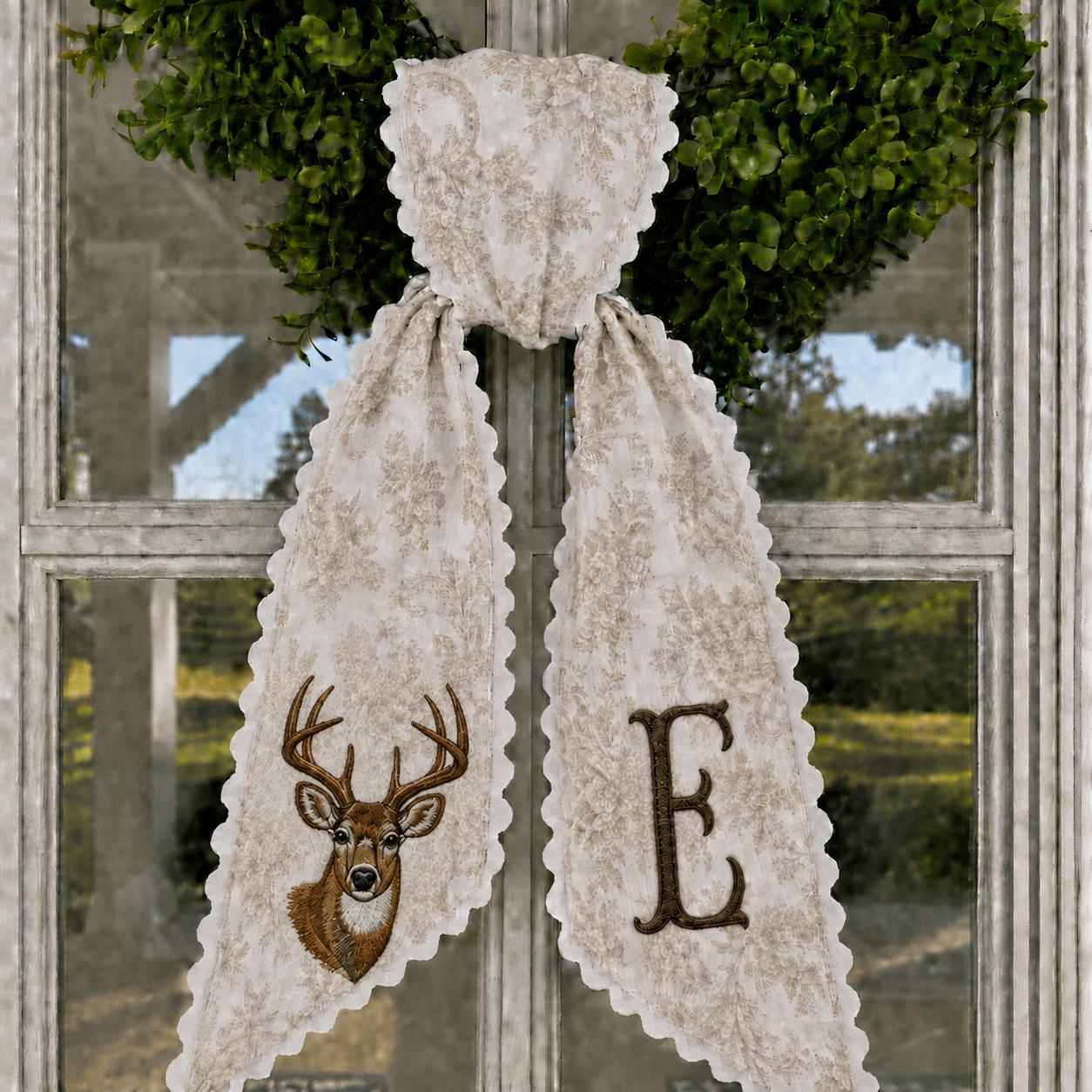 Personalized Embroidery Monogram Wreath Sash Bundle – All Season Fall Halloween Christmas And Seasonal Sports Front Door Decor - photo 3