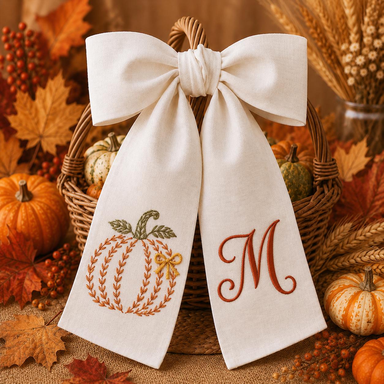Personalized Embroidery Monogram Wreath Sash Bundle – All Season Fall Halloween Christmas And Seasonal Sports Front Door Decor - photo 9