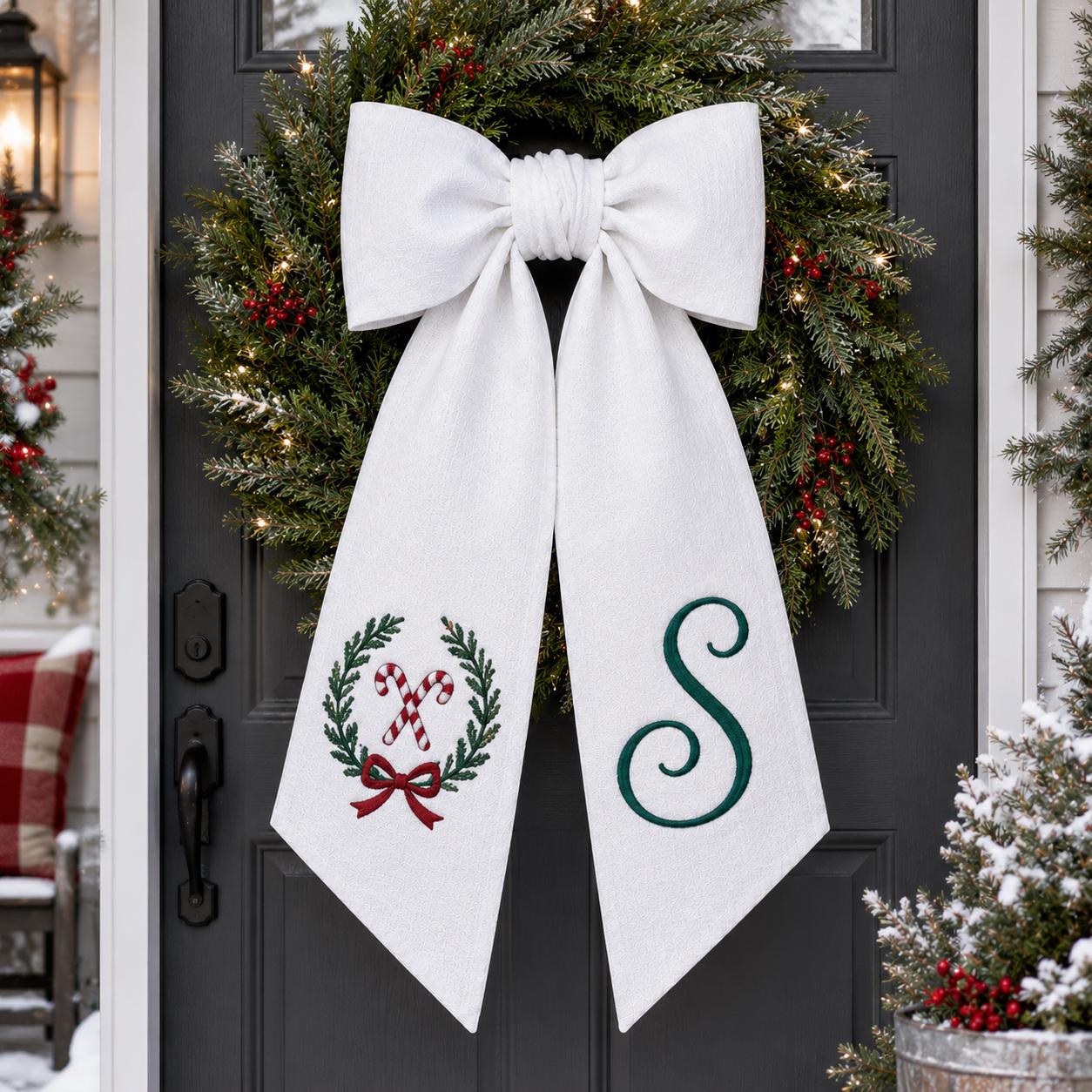 Personalized Embroidery Monogram Wreath Sash Bundle – All Season Fall Halloween Christmas And Seasonal Sports Front Door Decor - photo 10