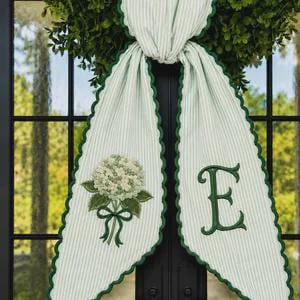 Custom Personalized Embroidery Monogram Wreath Sash – All Season Fall Football Halloween Christmas And Floral Front Door Bow Decor - photo 3
