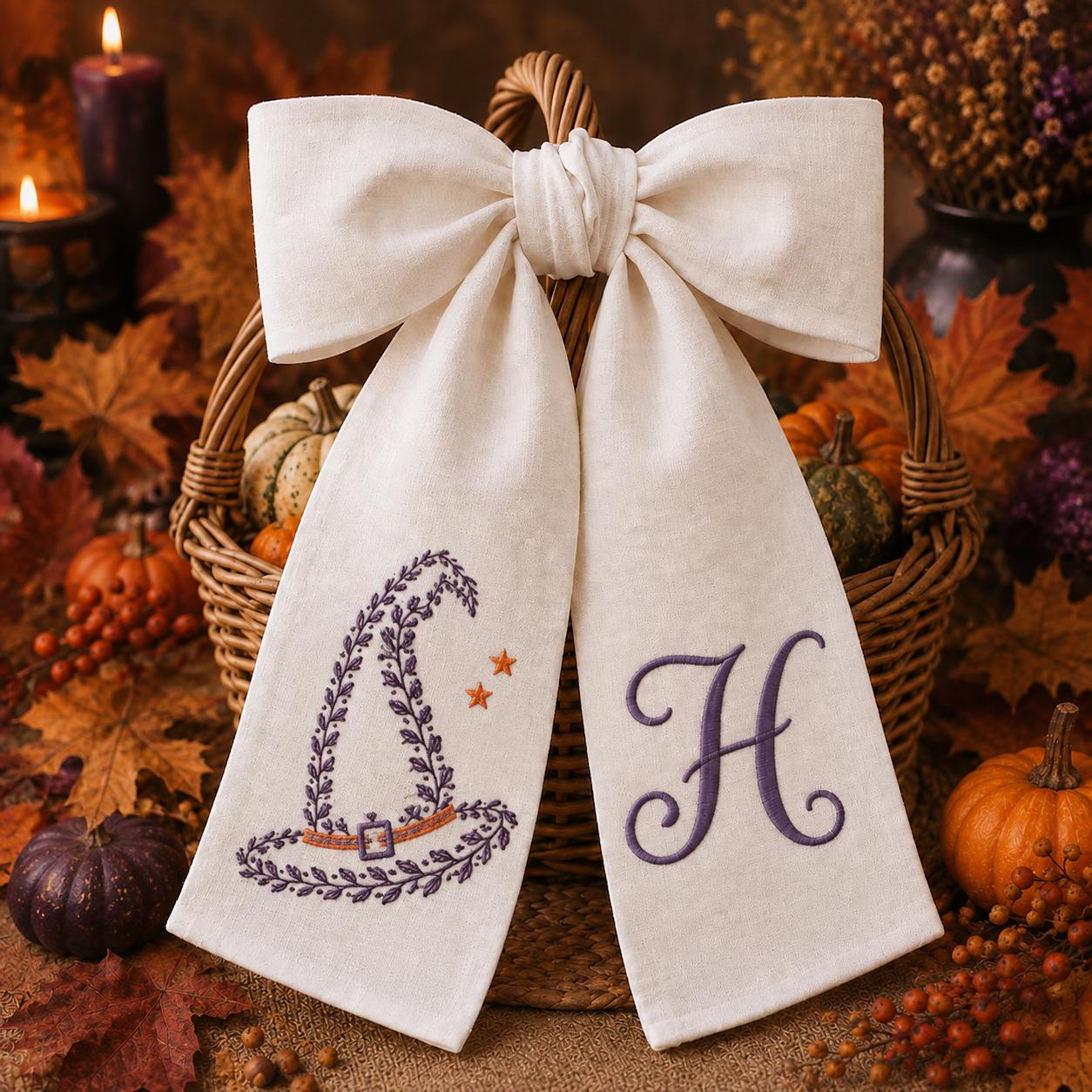 Custom Personalized Embroidery Monogram Wreath Sash – All Season Fall Football Halloween Christmas And Floral Front Door Bow Decor - photo 11